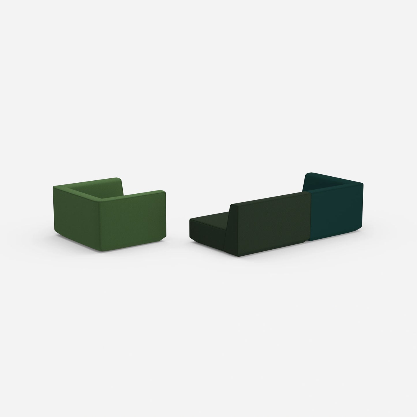 Dreier Sofa mit Sessel von hinten