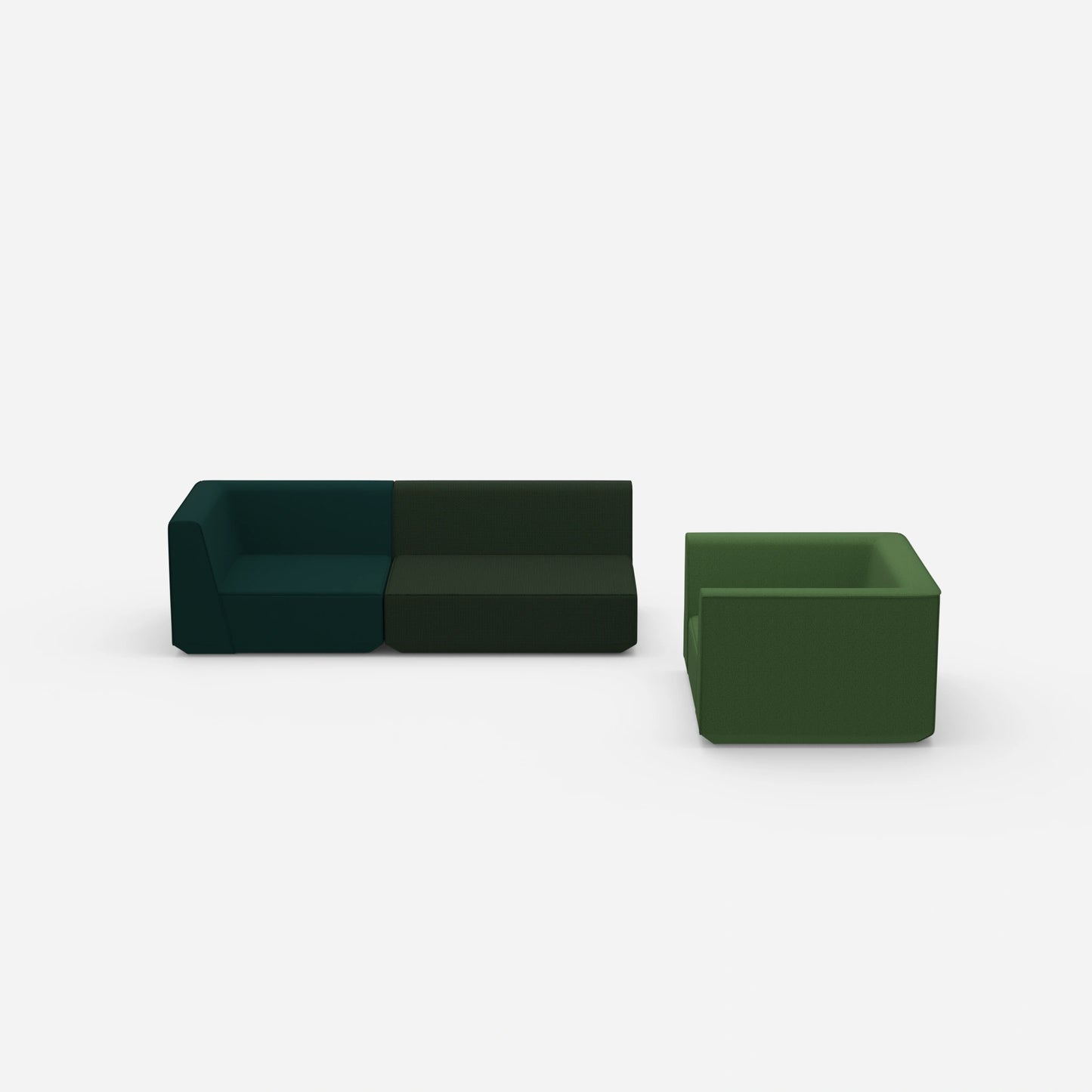 Dreier Sofa mit Sessel von vorne