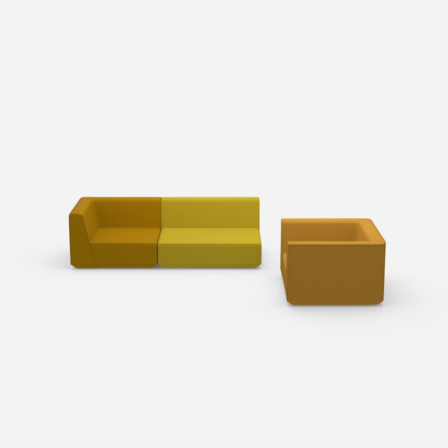 Dreier Sofa mit Sessel von vorne