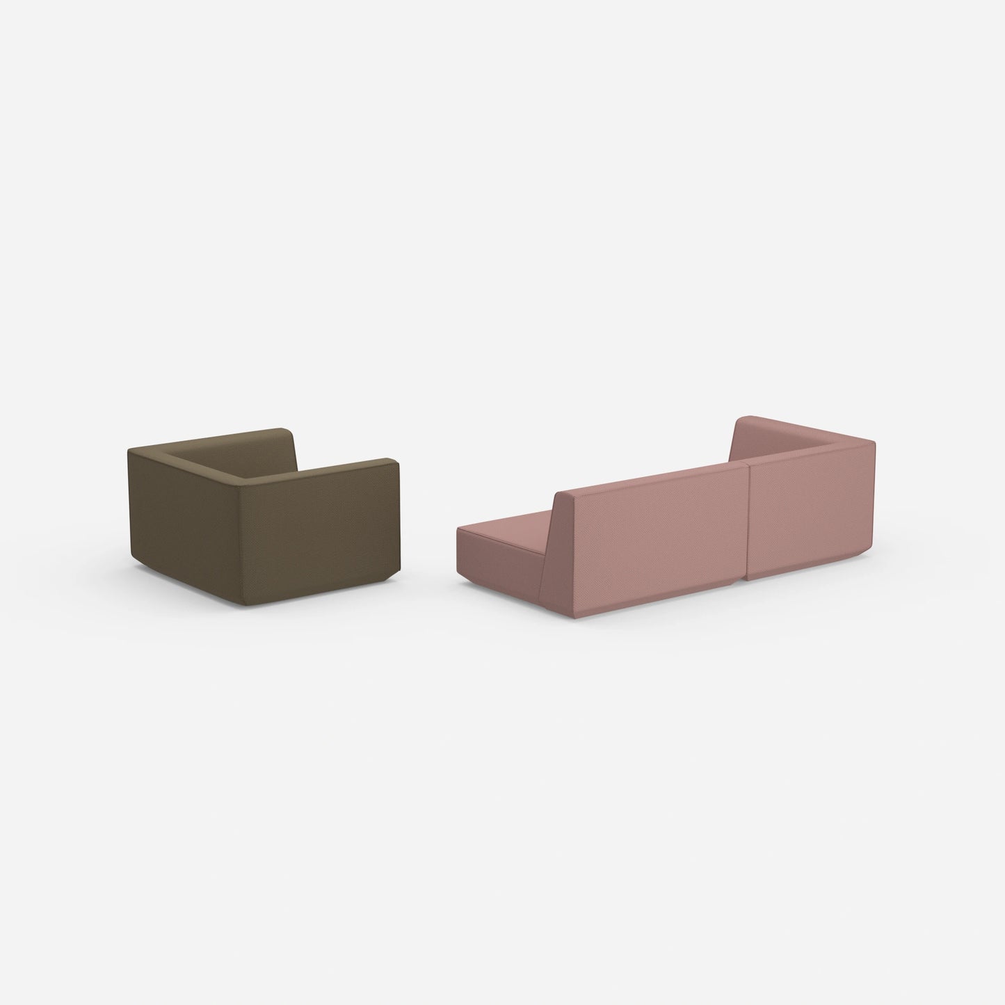 Dreier Sofa mit Sessel von hinten