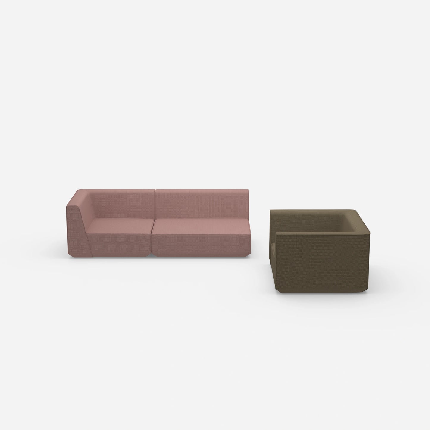 Dreier Sofa mit Sessel von vorne
