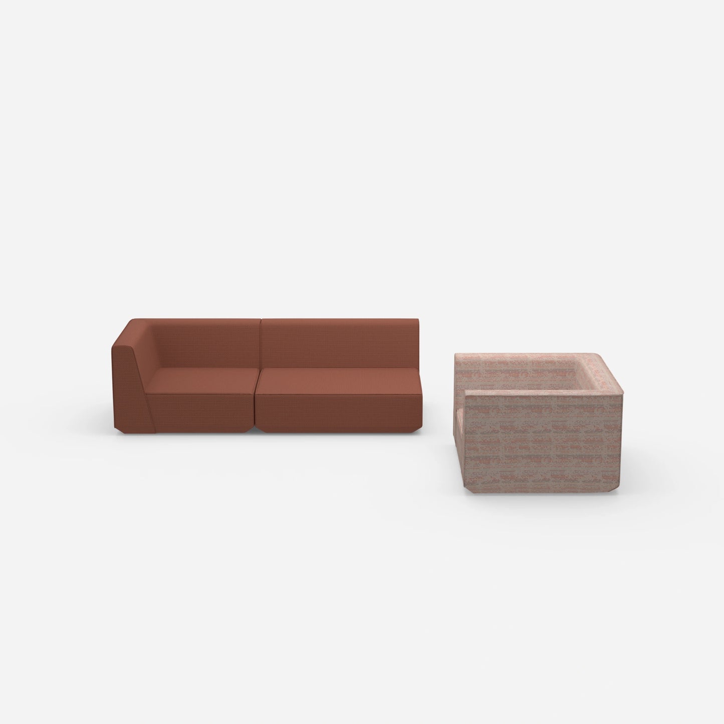 Dreier Sofa mit Sessel von vorne