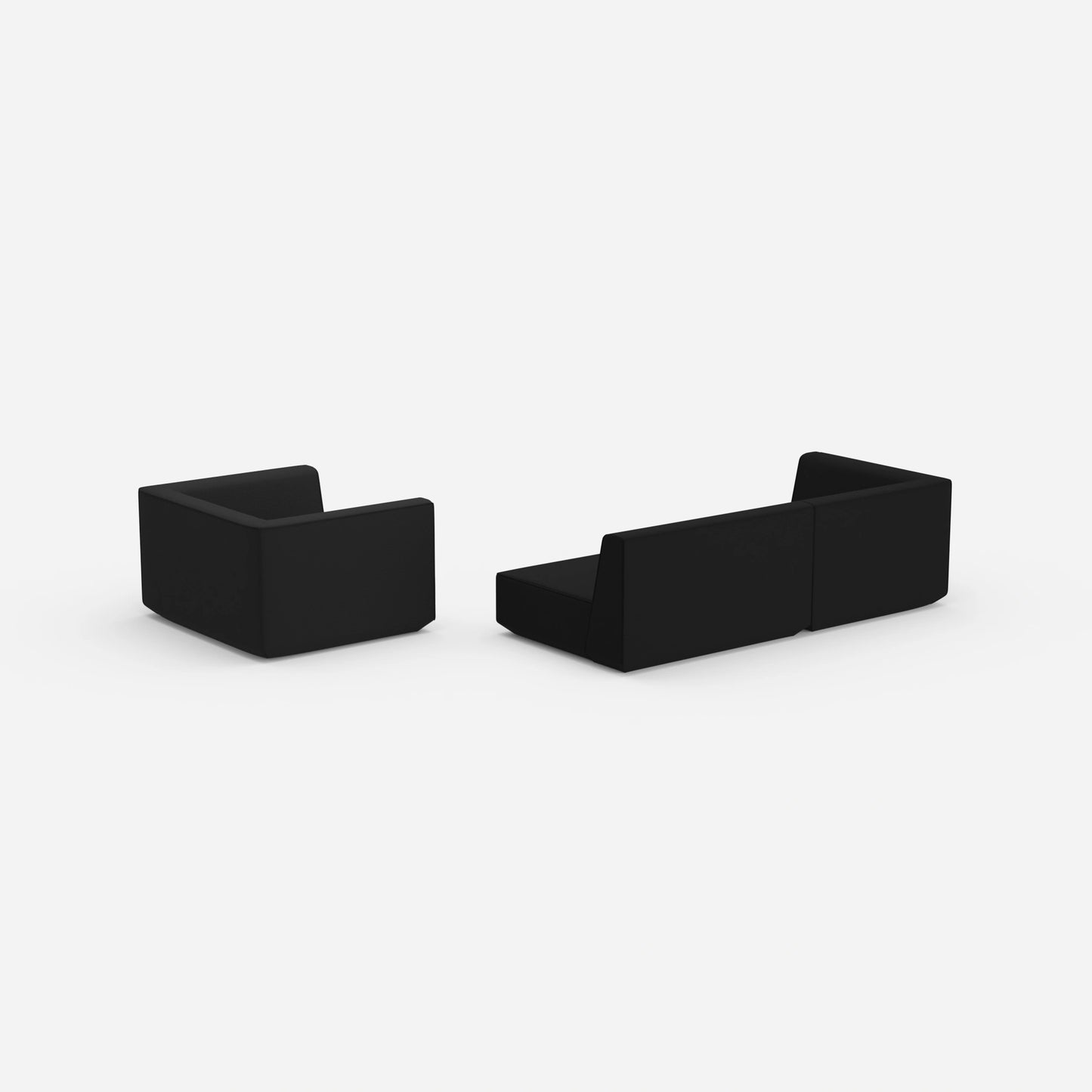Dreier Sofa mit Sessel von hinten