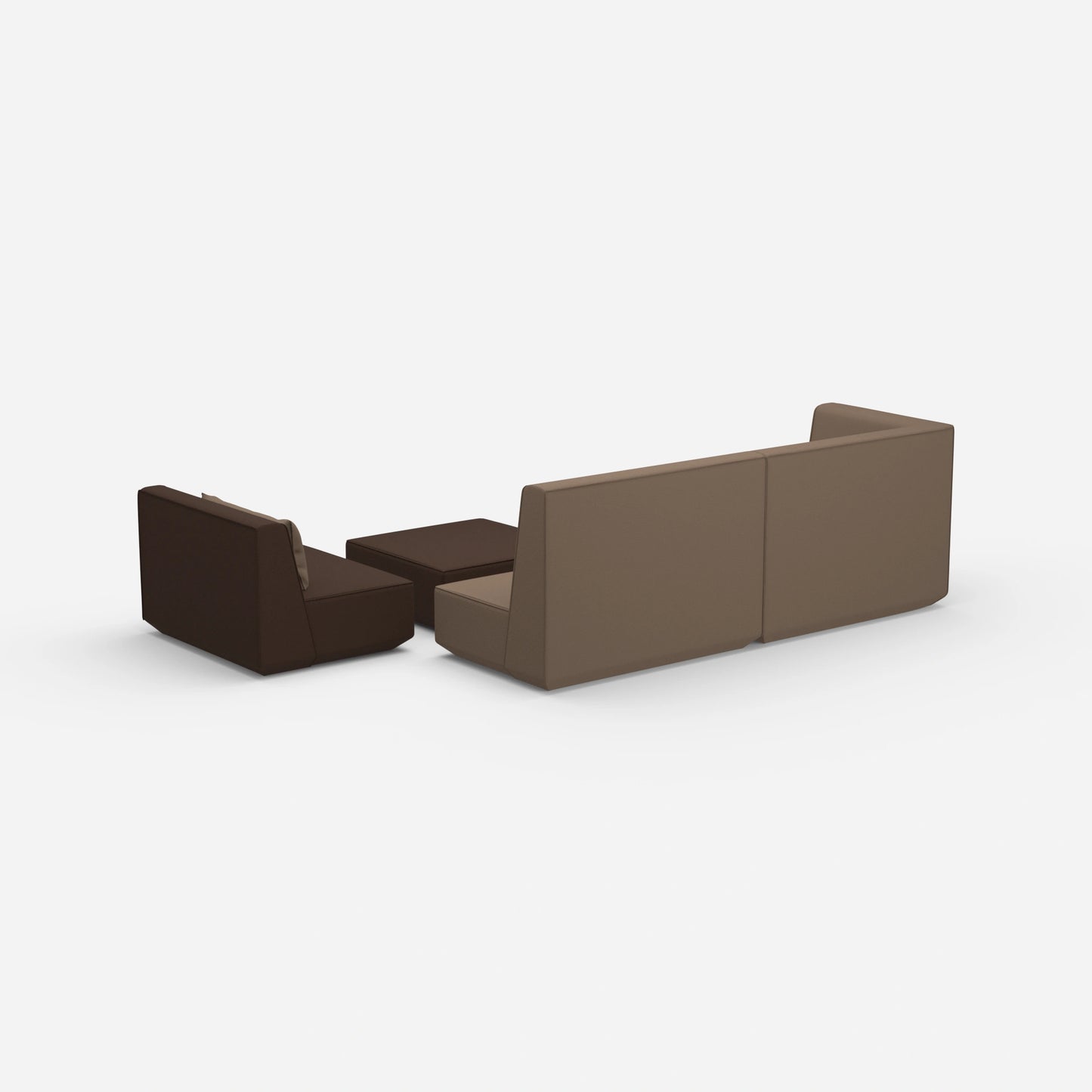 Dreisitzer Sofa mit Sessel und hoher Rückenlehne von hinten