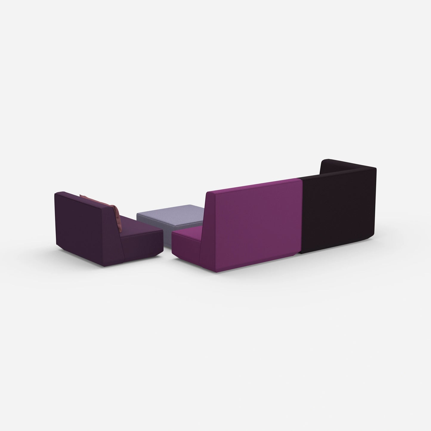 Dreisitzer Sofa mit Sessel und hoher Rückenlehne von hinten