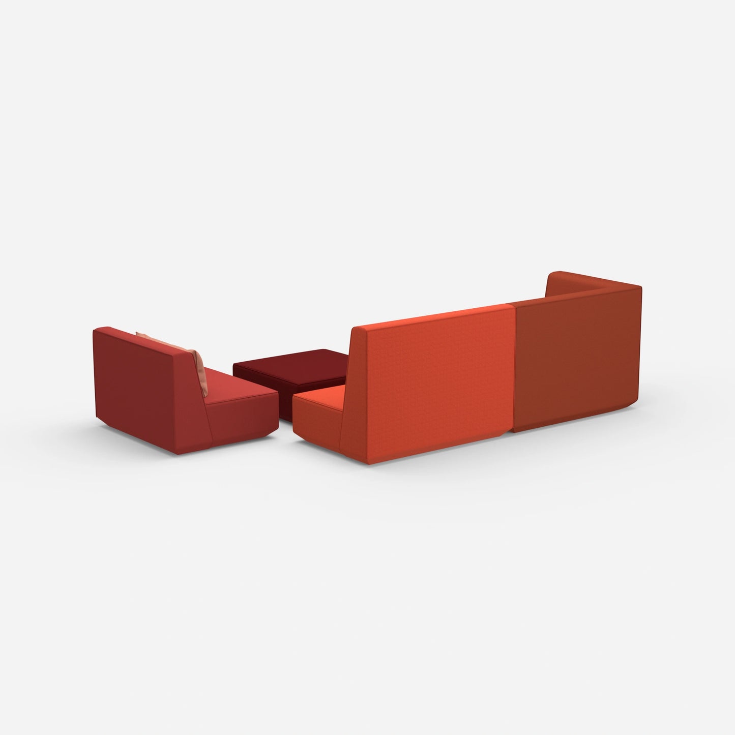 Dreisitzer Sofa mit Sessel und hoher Rückenlehne von hinten