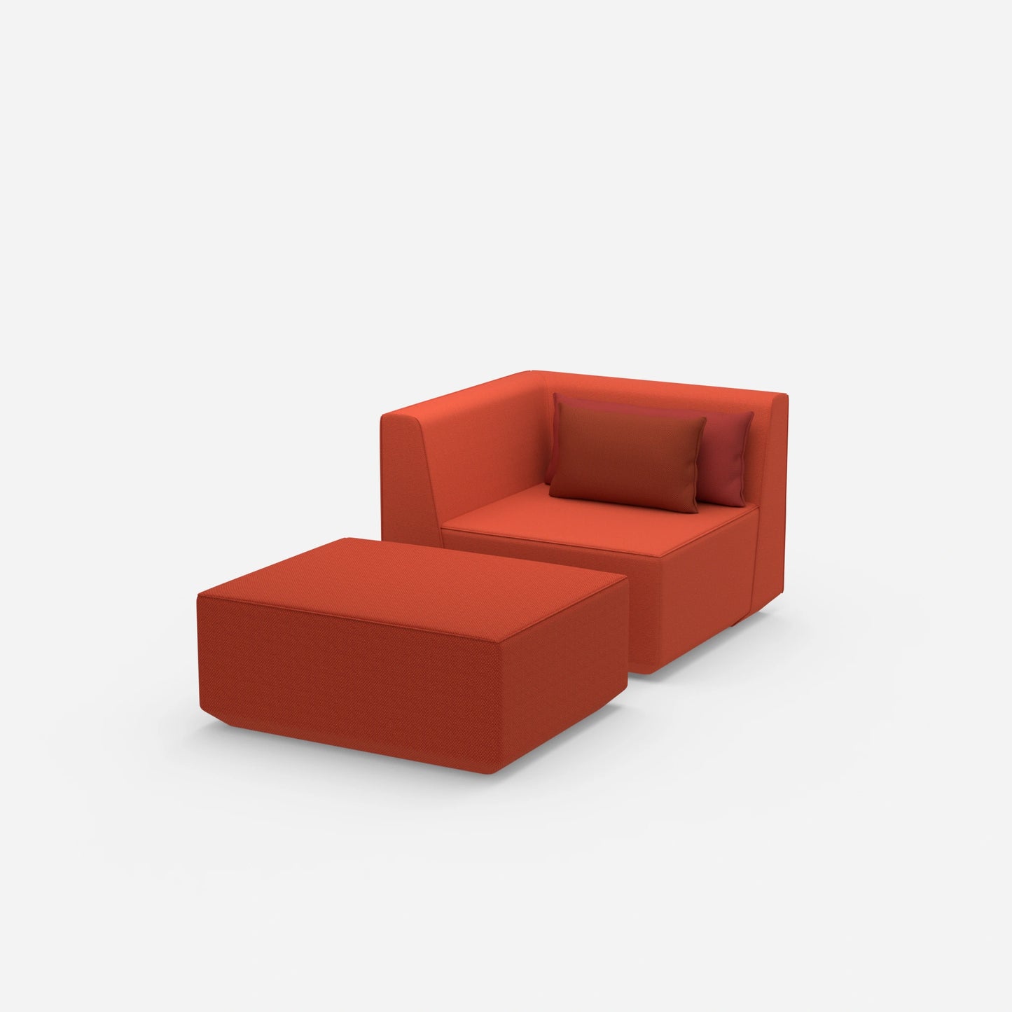 Gemütlicher Sessel mit Hocker von der Seite