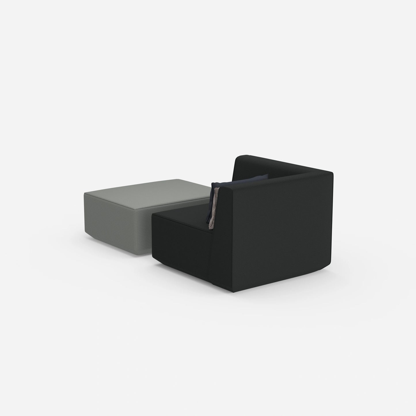 Gemütlicher Sessel mit Hocker von hinten
