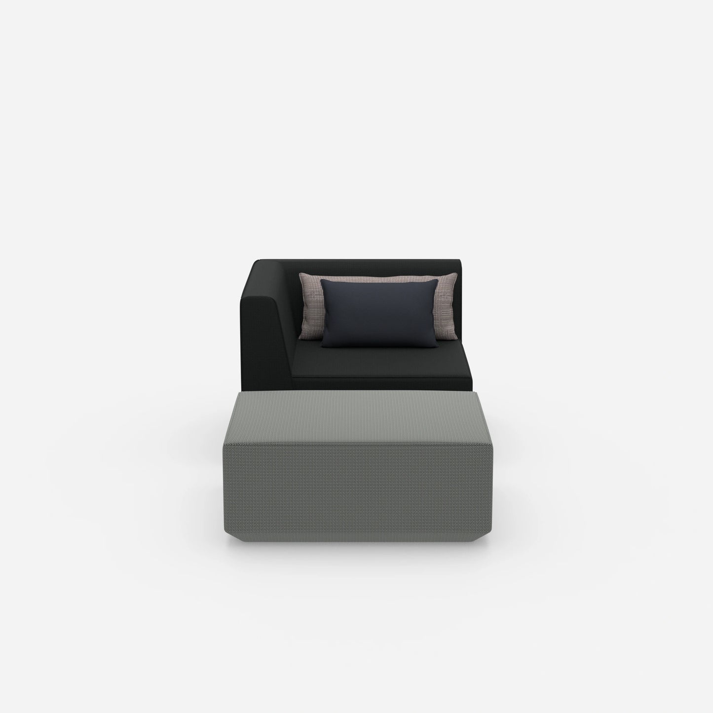 Gemütlicher Sessel mit Hocker von vorne