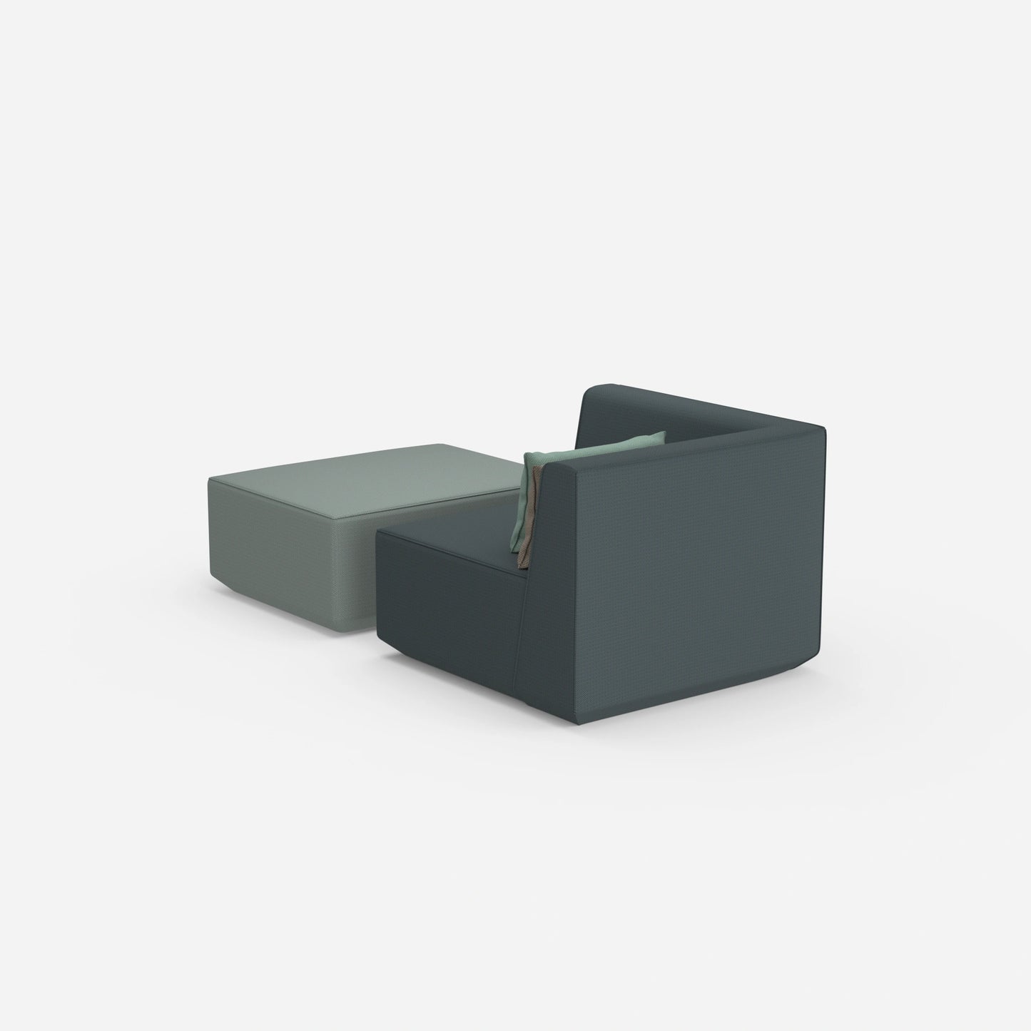 Gemütlicher Sessel mit Hocker von hinten