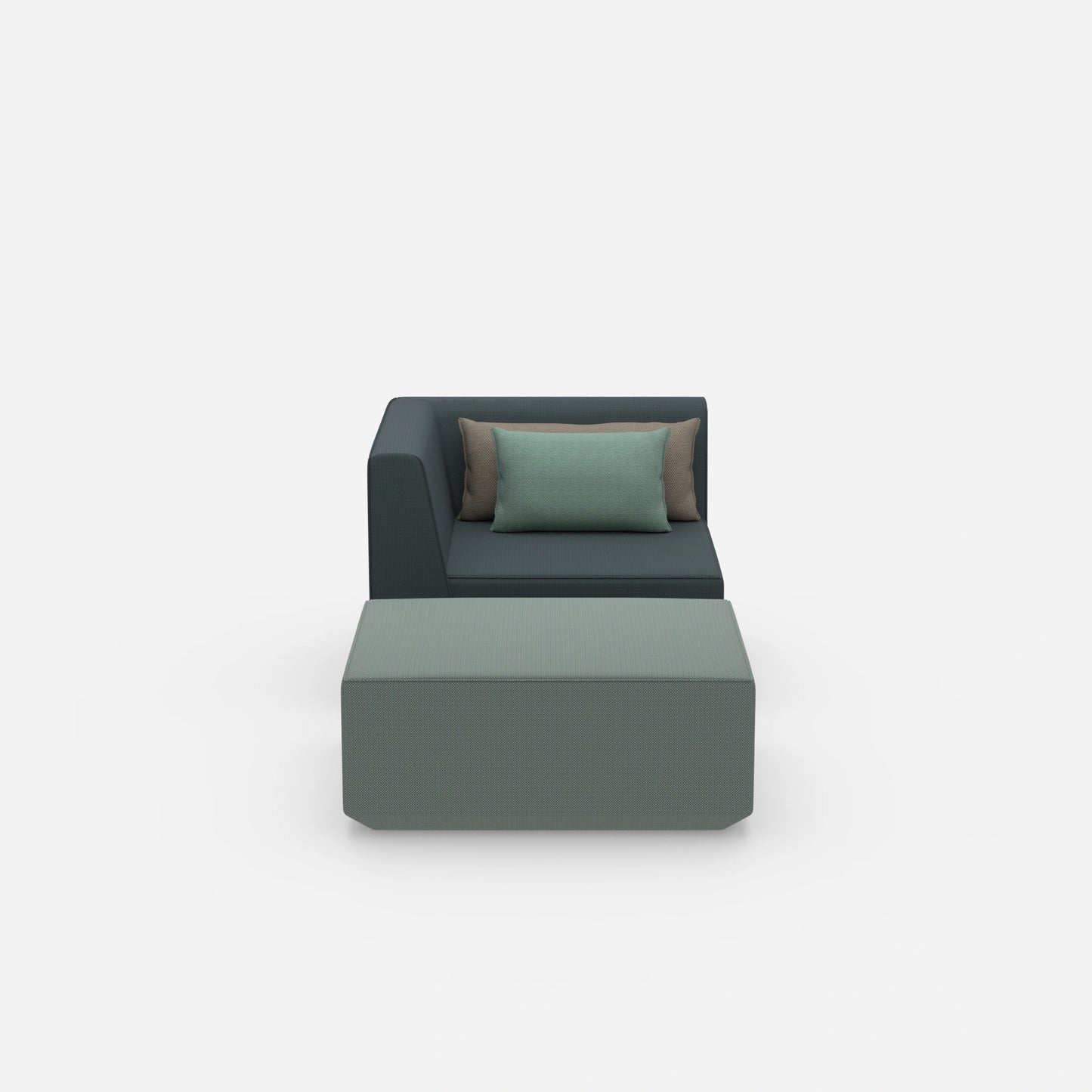 Gemütlicher Sessel mit Hocker von vorne