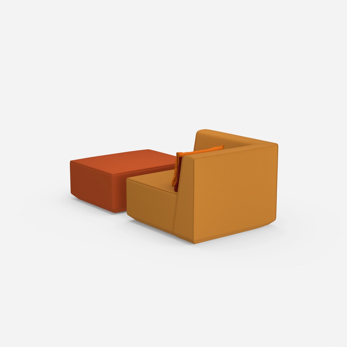 Gemütlicher Sessel mit Hocker von hinten