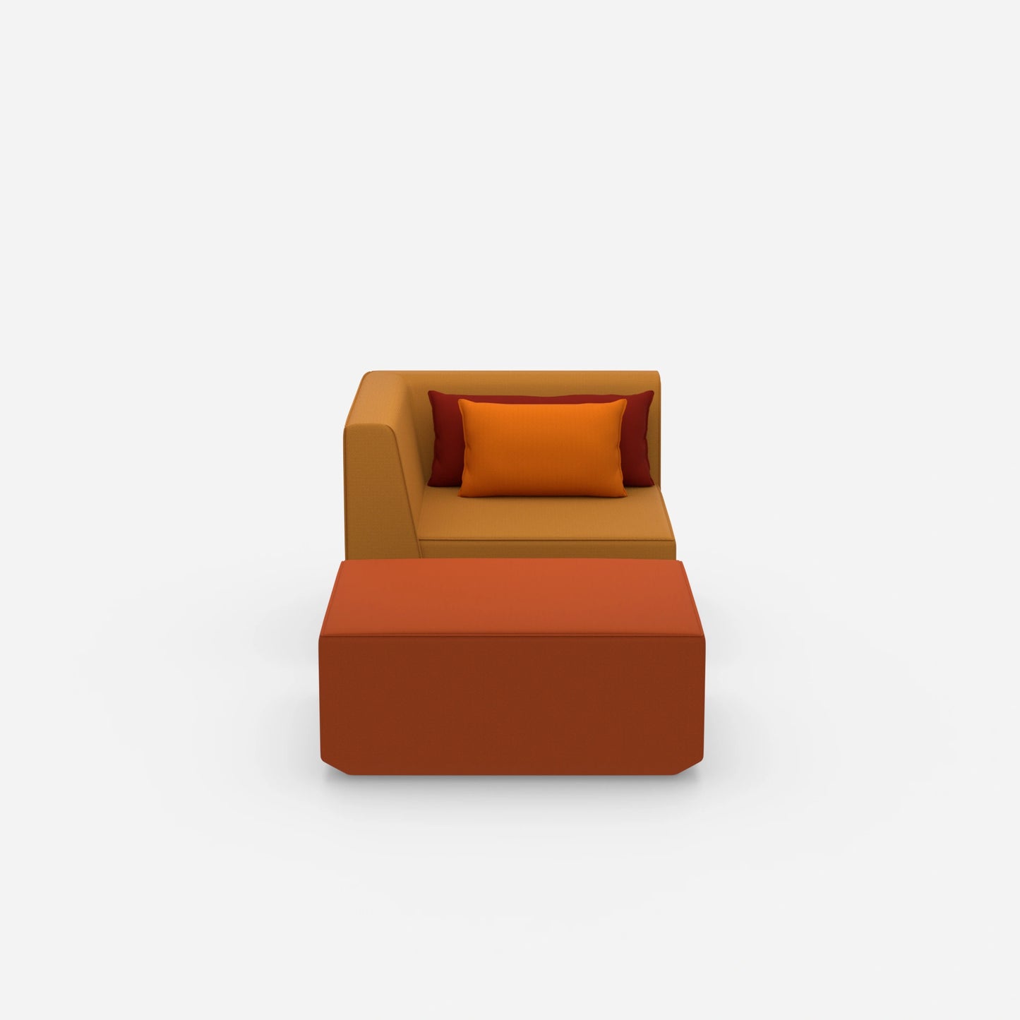 Gemütlicher Sessel mit Hocker von vorne