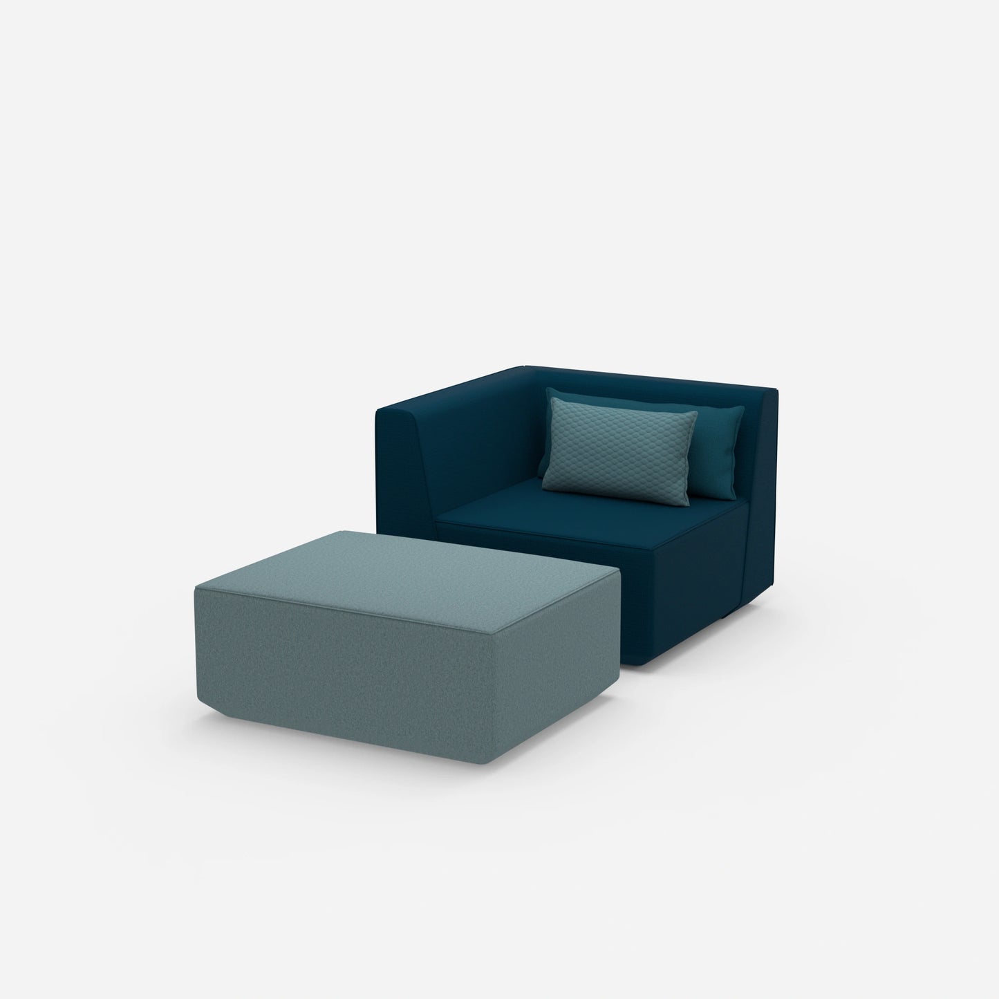 Gemütlicher Sessel mit Hocker von der Seite