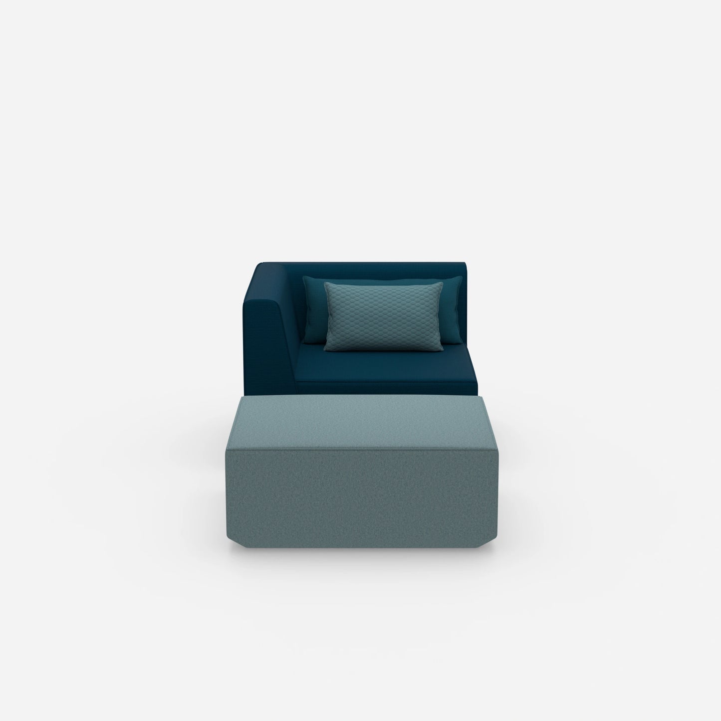 Gemütlicher Sessel mit Hocker von vorne