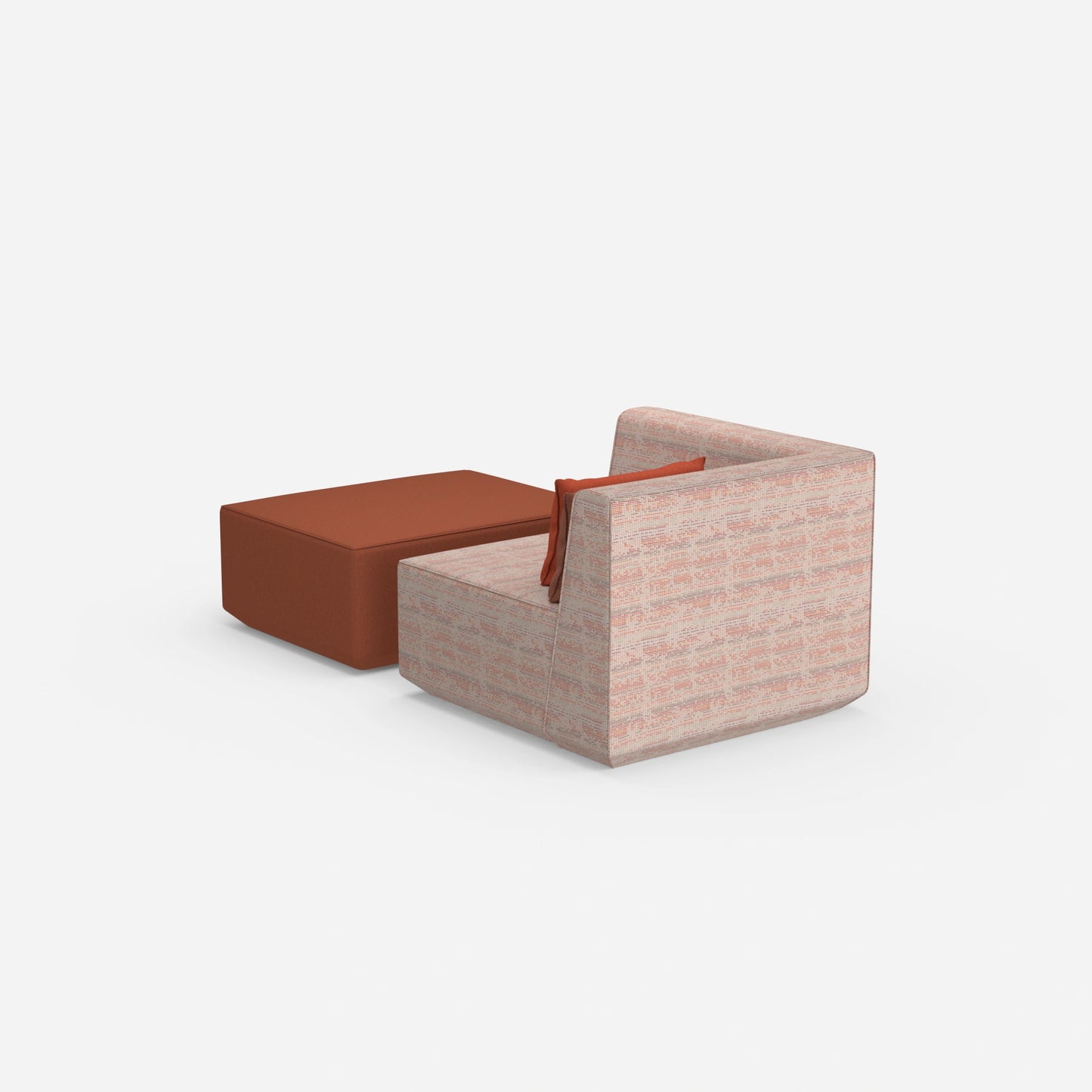 Gemütlicher Sessel mit Hocker von hinten