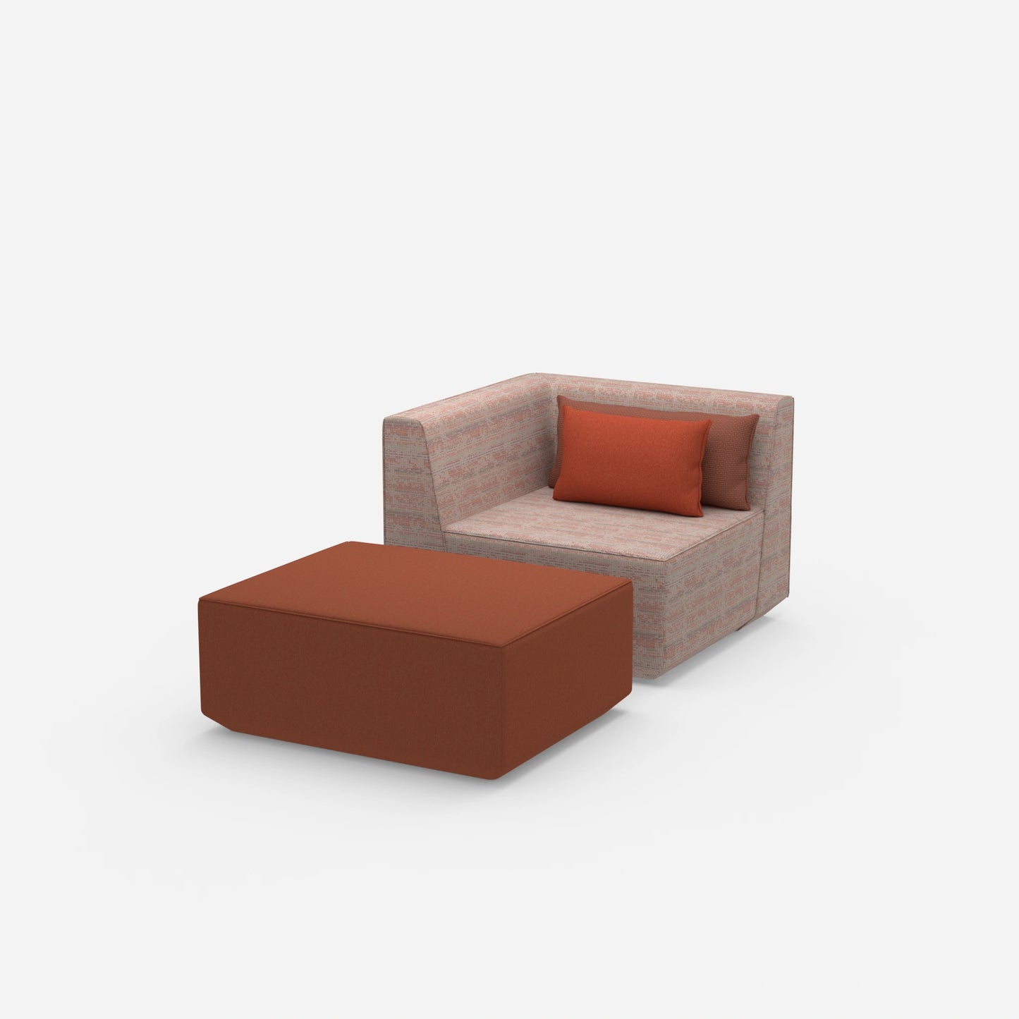 Gemütlicher Sessel mit Hocker von der Seite