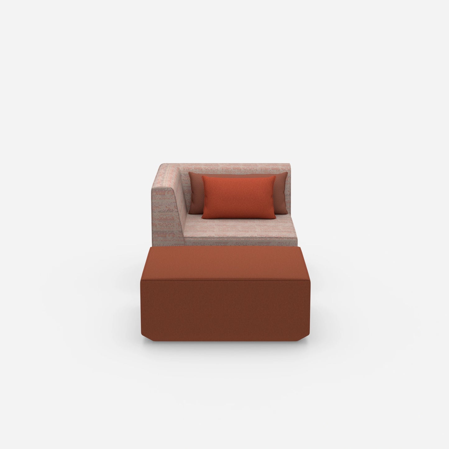 Gemütlicher Sessel mit Hocker von vorne