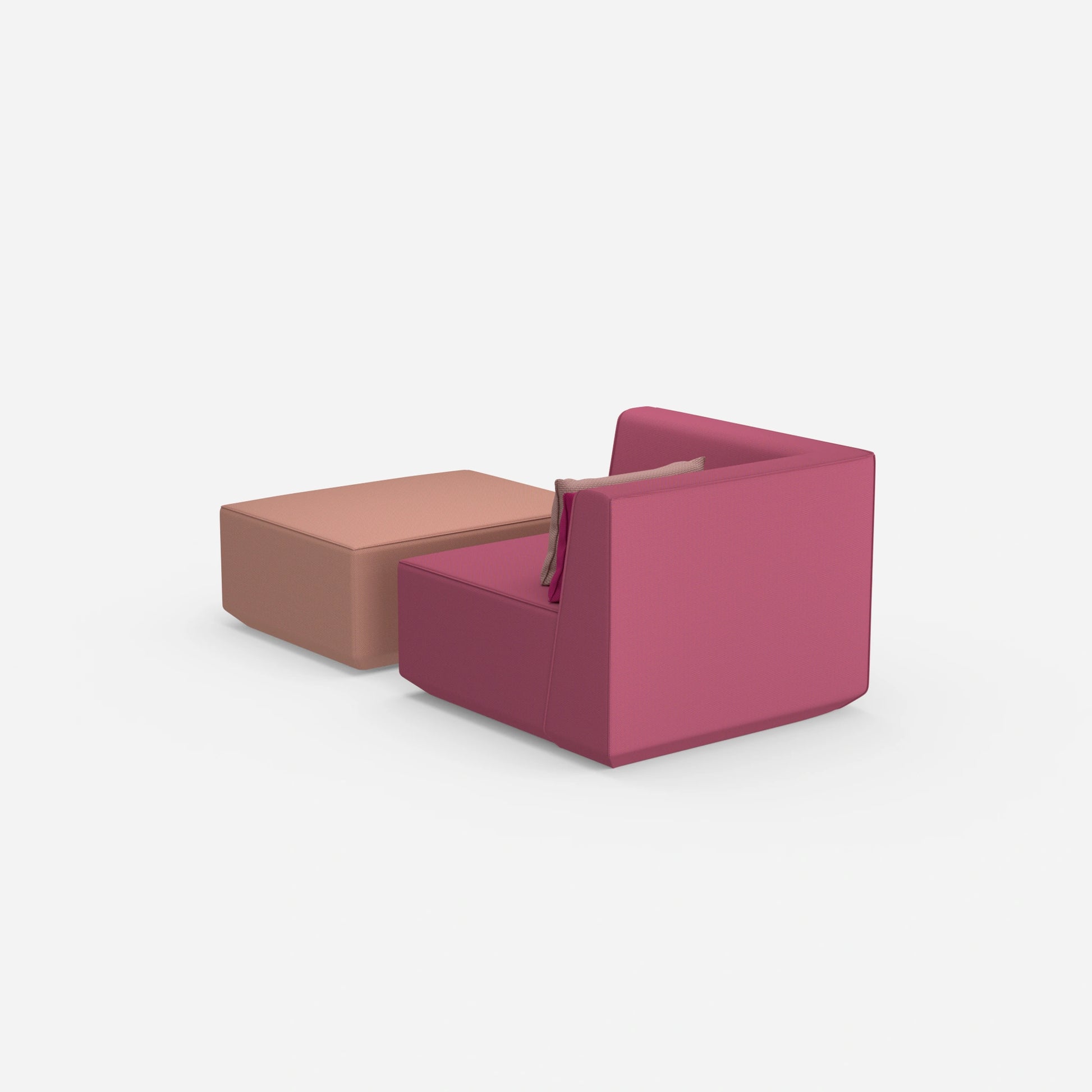 Gemütlicher Sessel mit Hocker von hinten