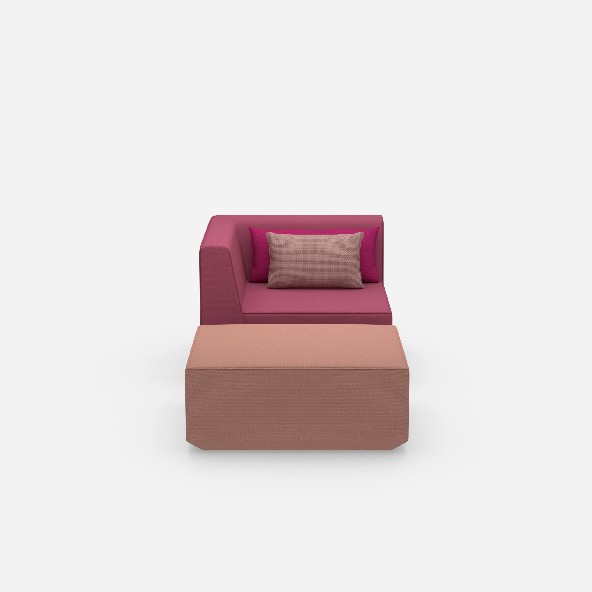 Gemütlicher Sessel mit Hocker von vorne