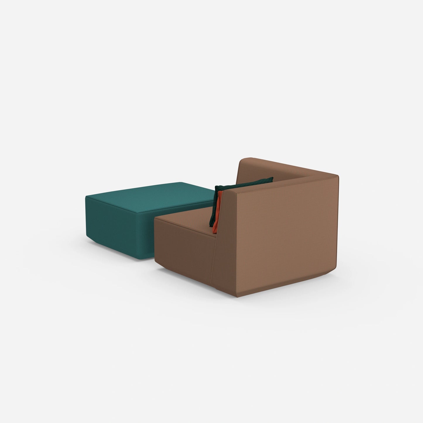 Gemütlicher Sessel mit Hocker von hinten