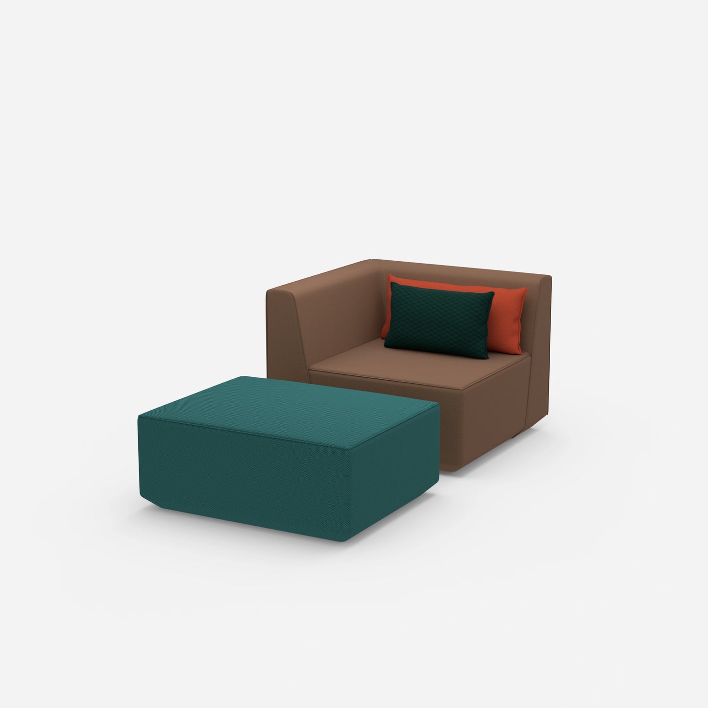 Gemütlicher Sessel mit Hocker von der Seite