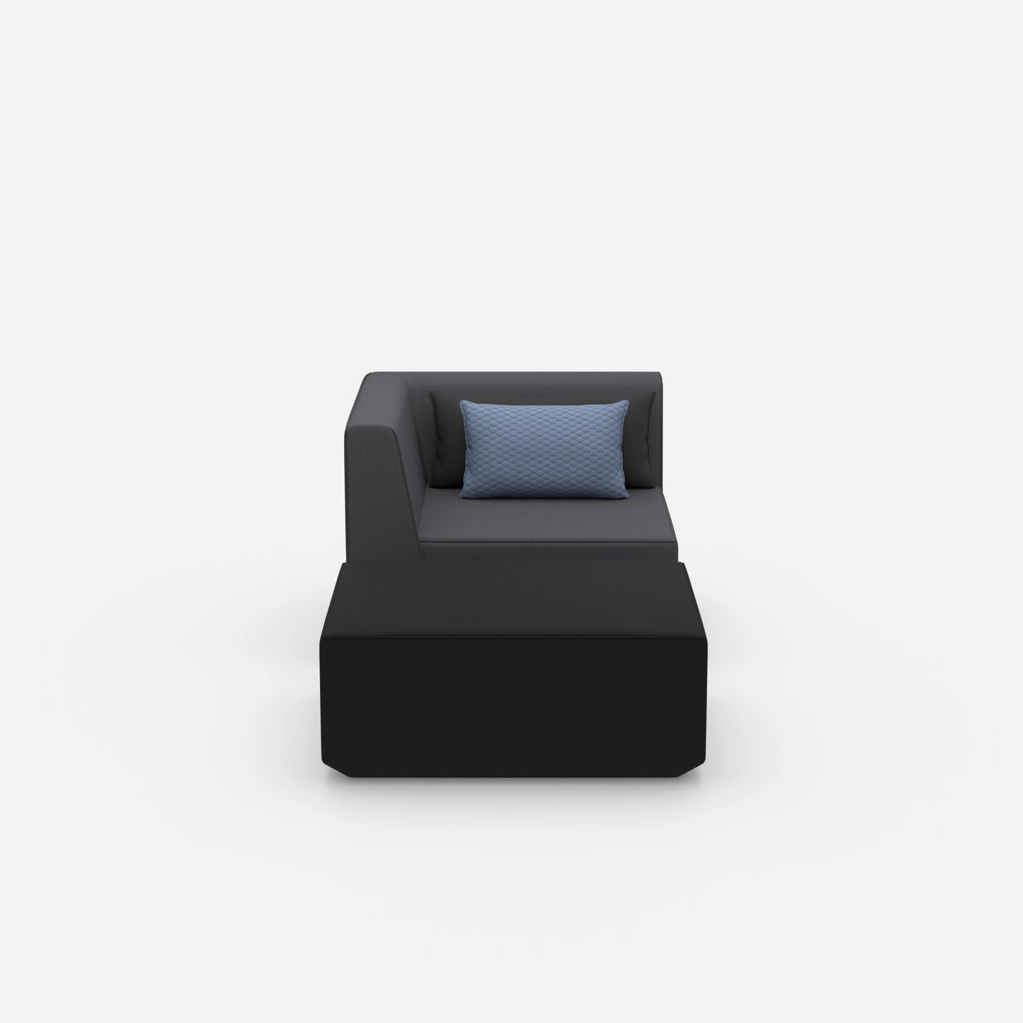 Gemütlicher Sessel mit Hocker von vorne