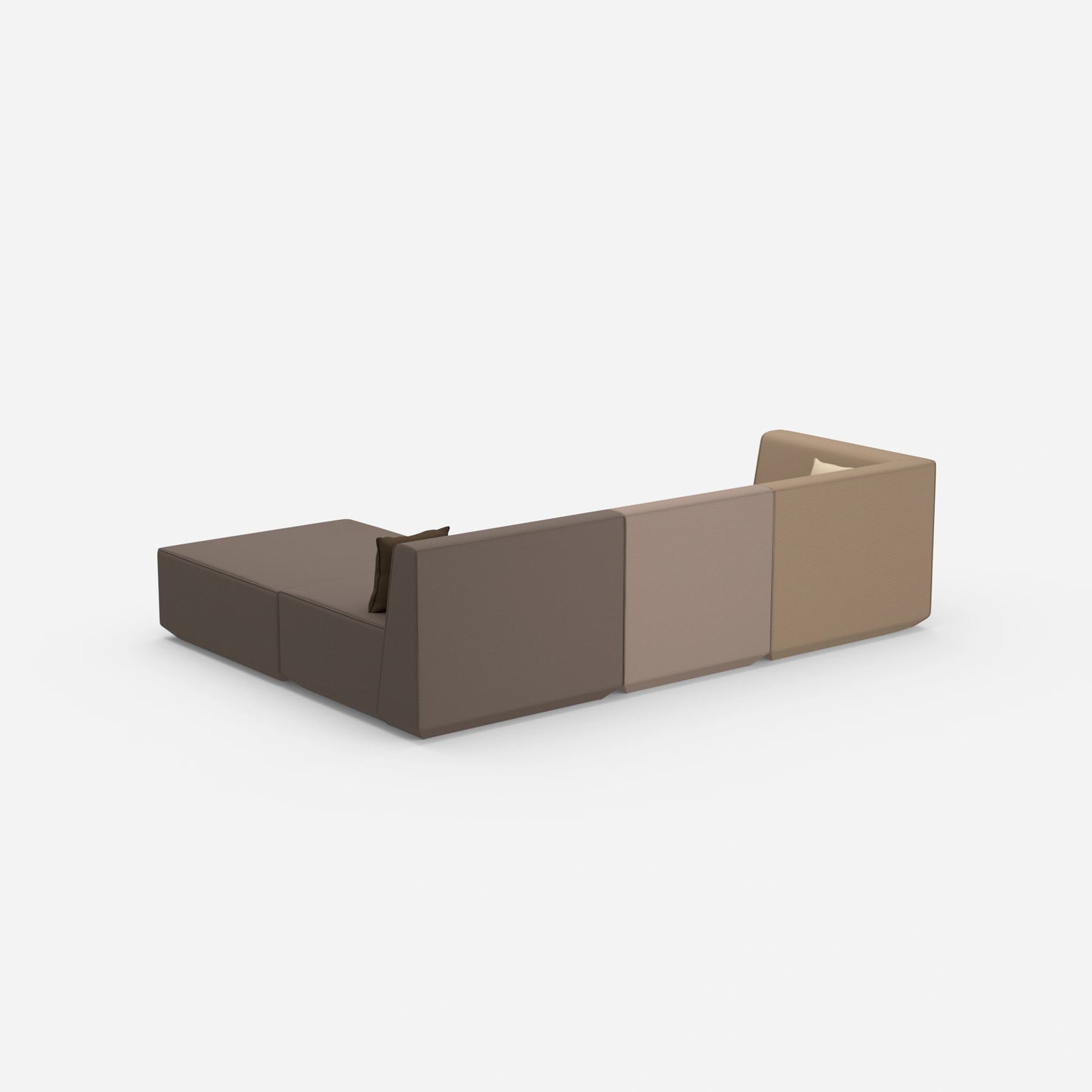 Hochwertiges modulares Ecksofa von hinten
