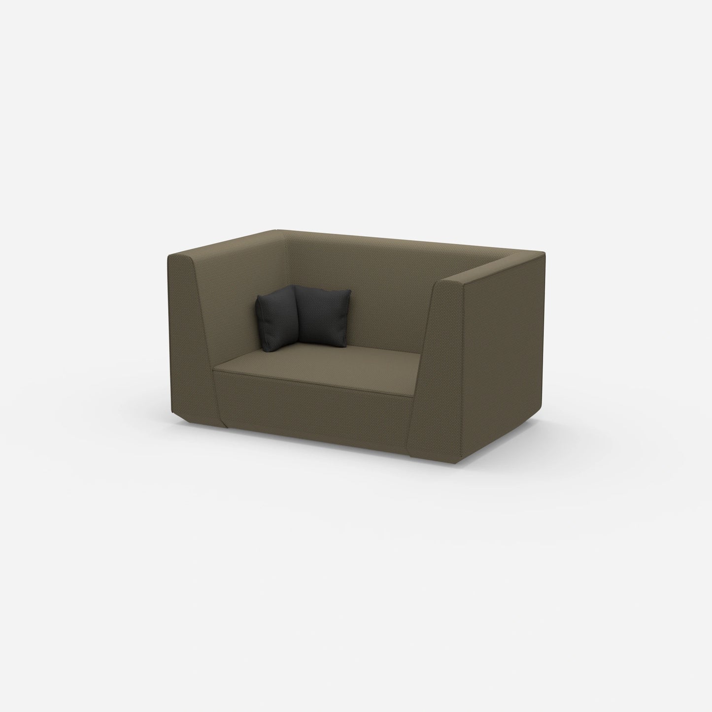 Modernes Zweisitzer Sofa mit hohem Rücken von der Seite