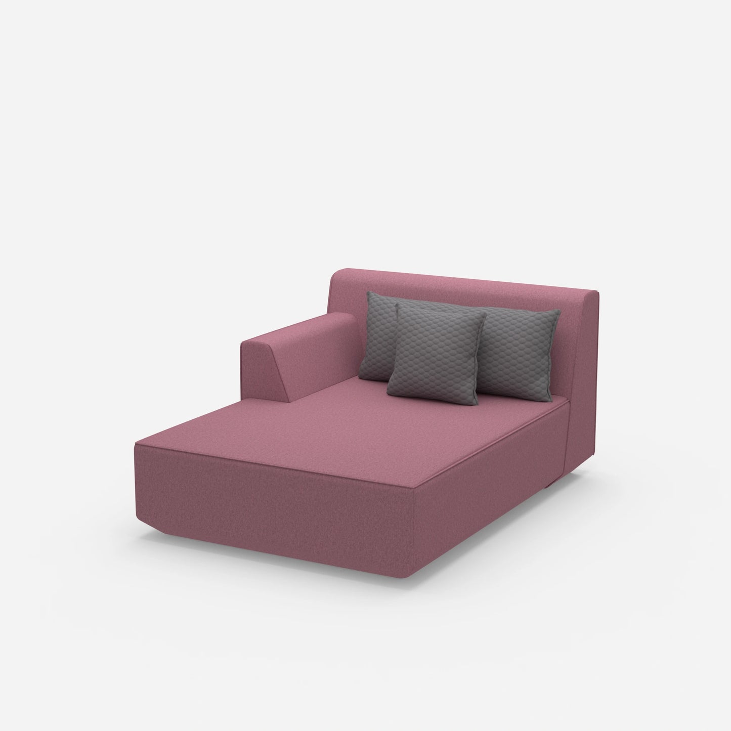 Modulare Recamiere in Rosa von der Seite