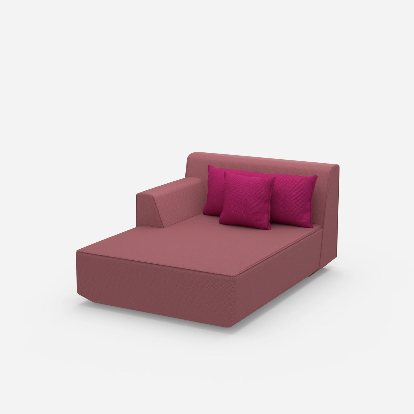 Modulare Recamiere in Rosa von der Seite