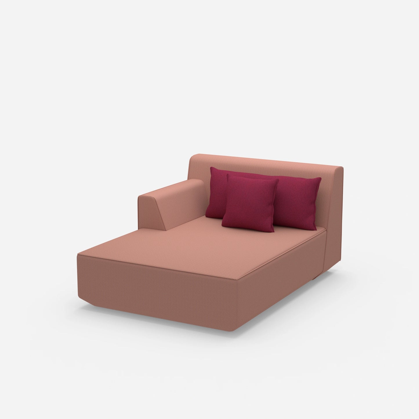 Modulare Recamiere in Rosa von der Seite