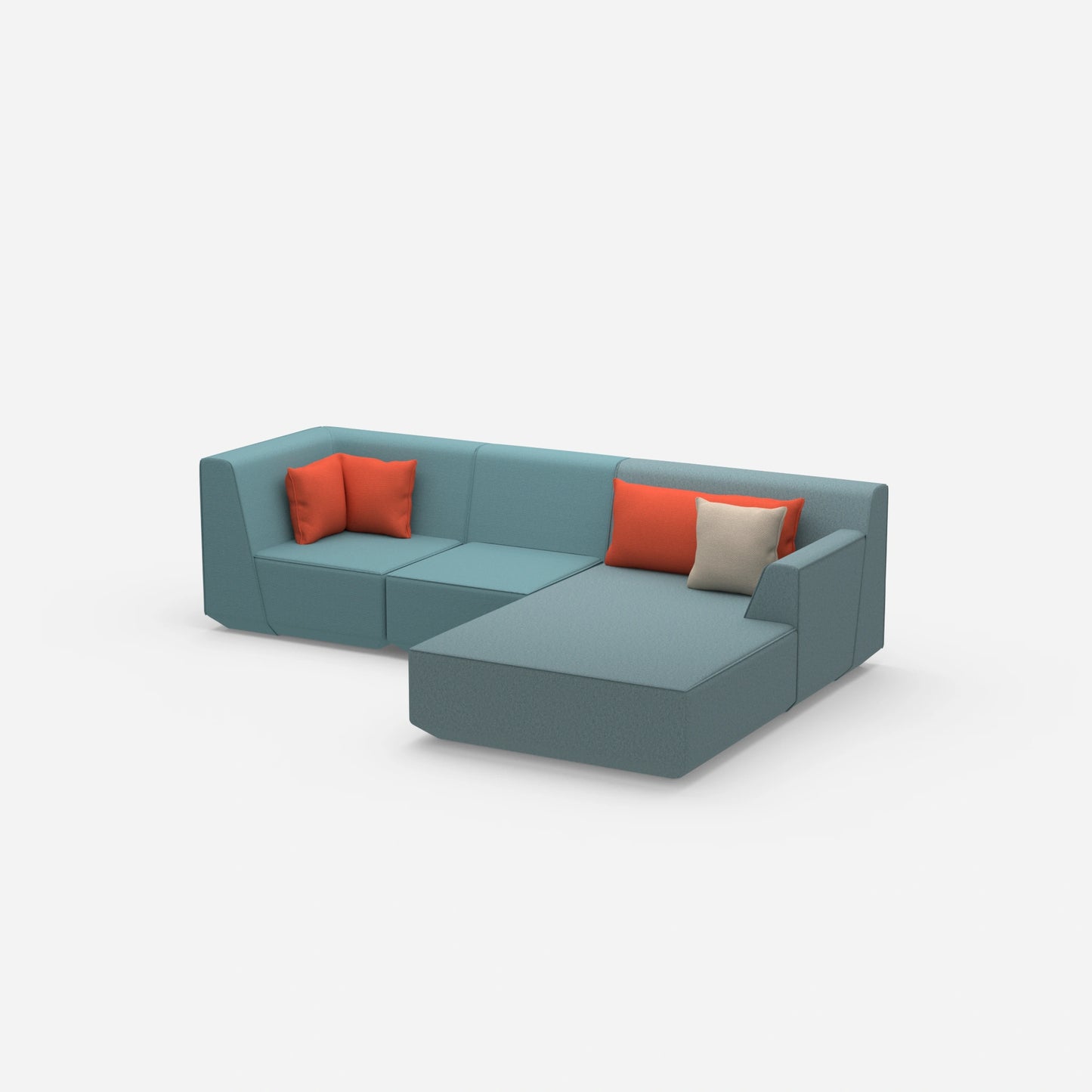 Modulares 3er Sofa mit Ottomane von der Seite