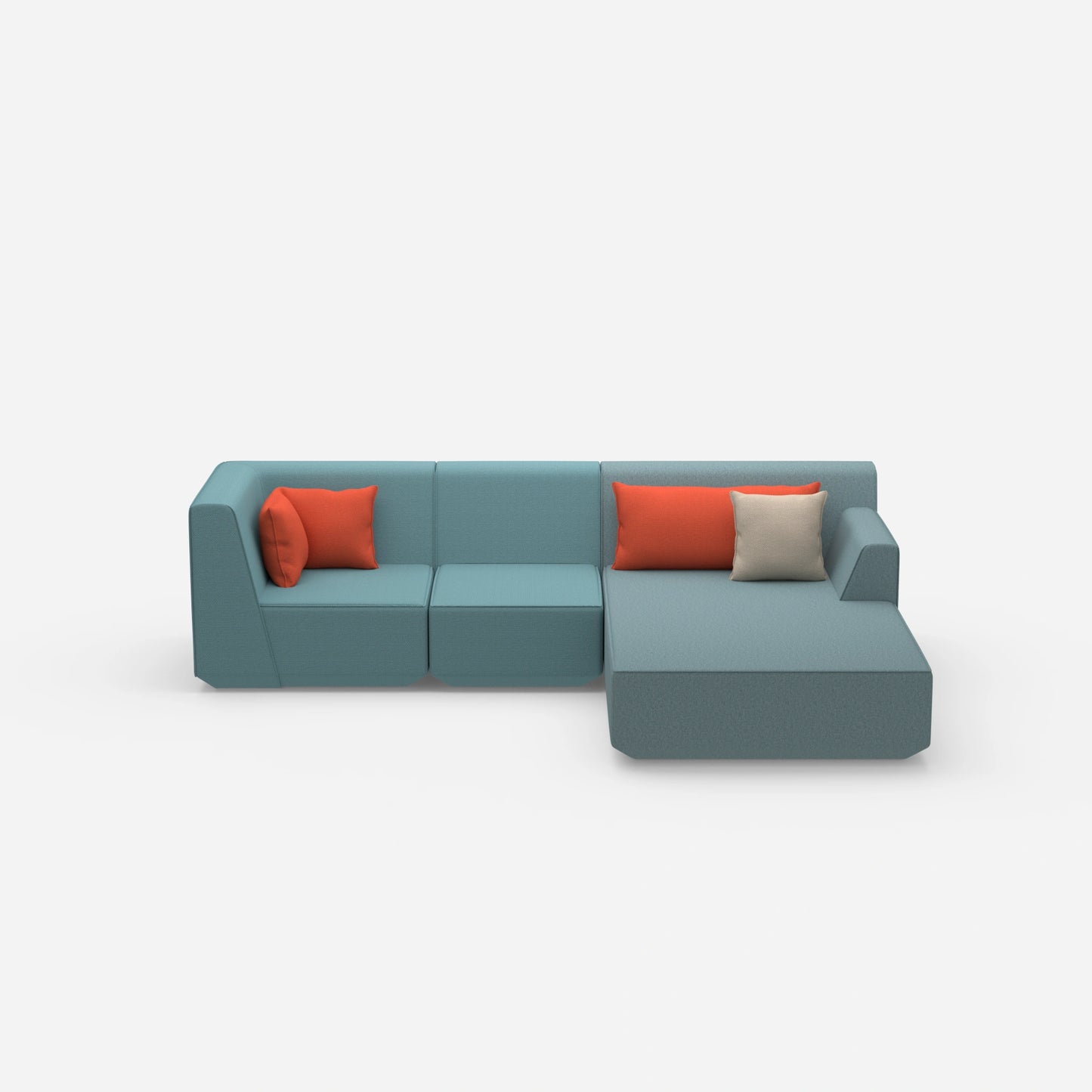 Modulares 3er Sofa mit Ottomane von vorne