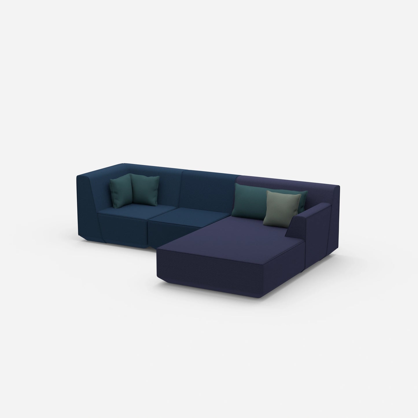 Modulares 3er Sofa mit Ottomane von der Seite