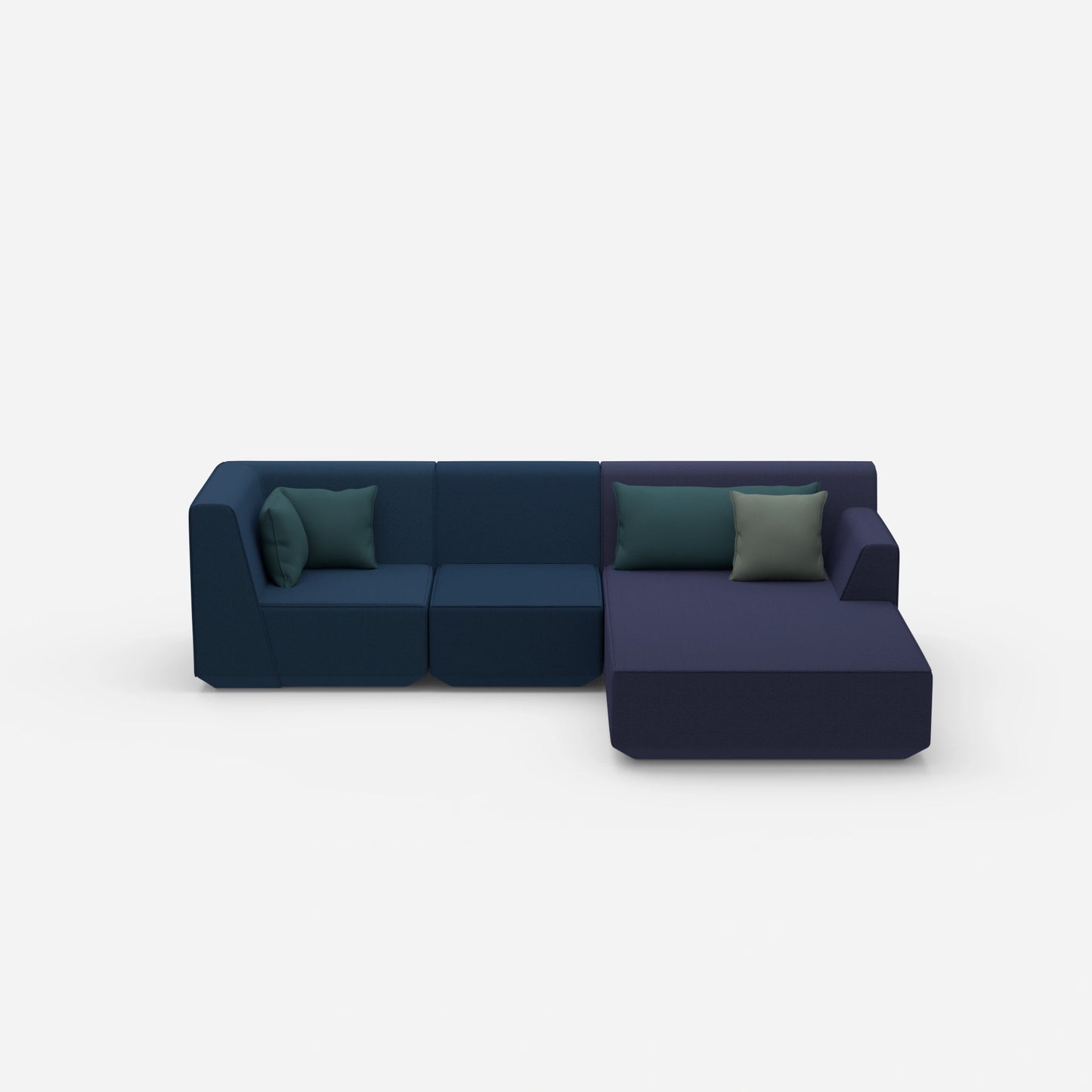 Modulares 3er Sofa mit Ottomane von vorne