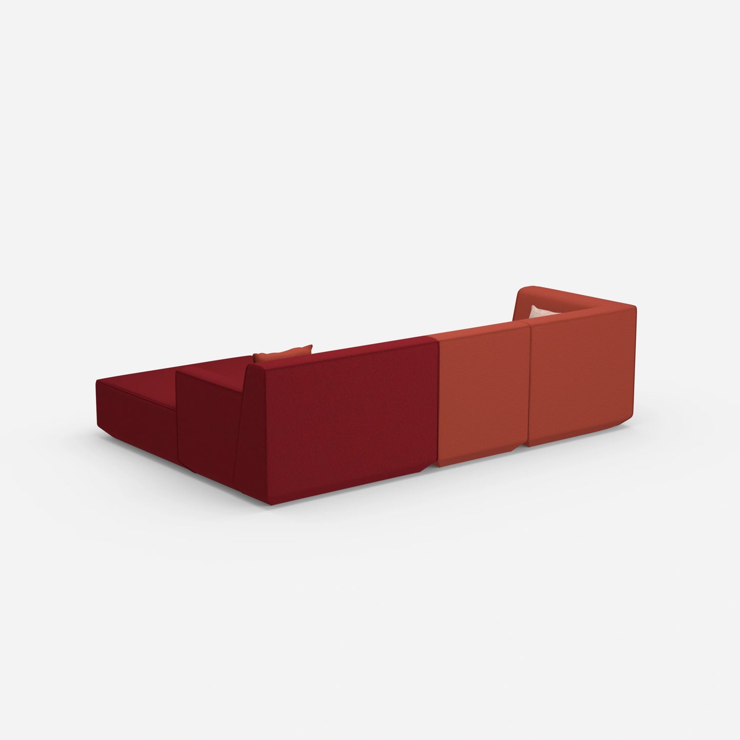 Modulares 3er Sofa mit Ottomane von hinten