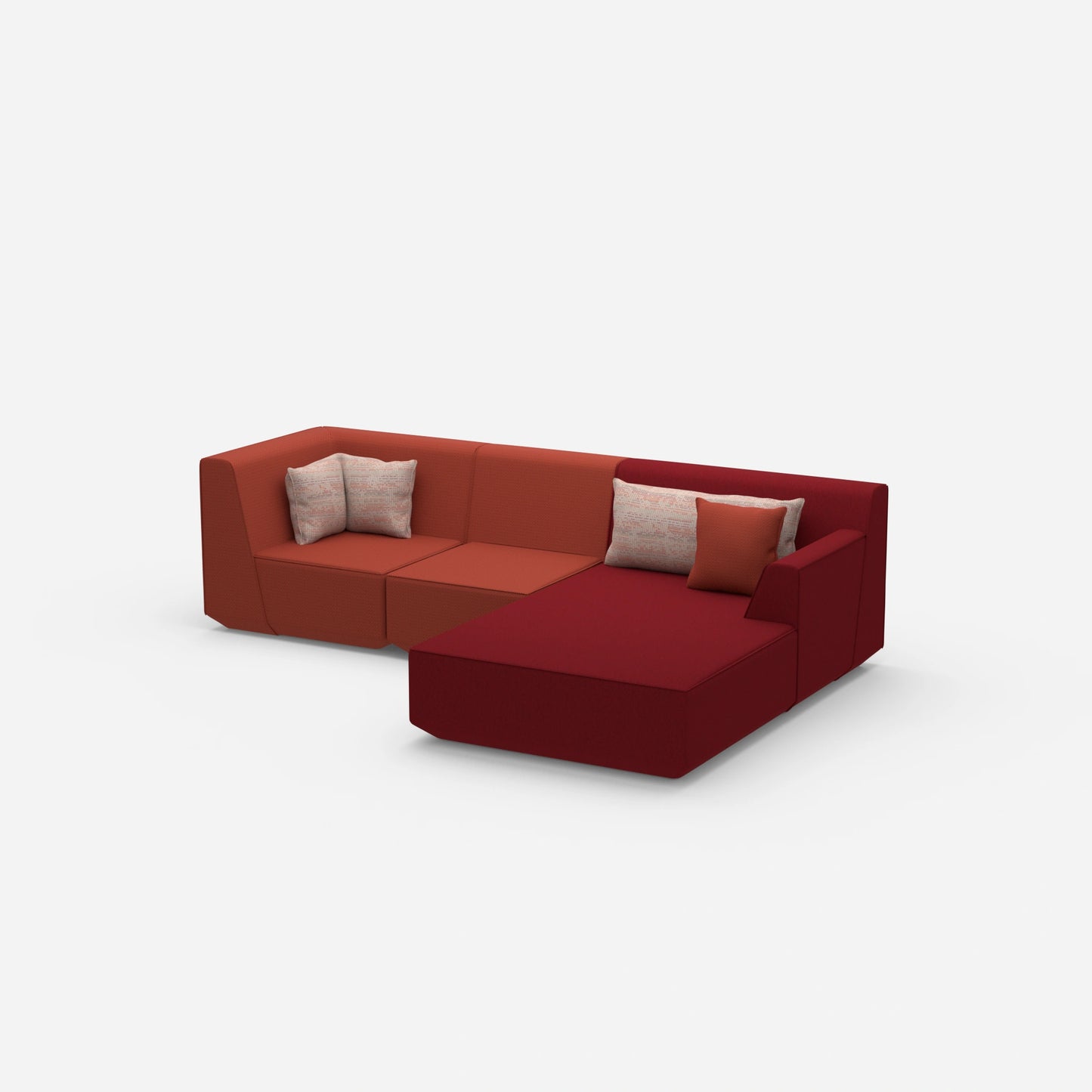 Modulares 3er Sofa mit Ottomane von der Seite
