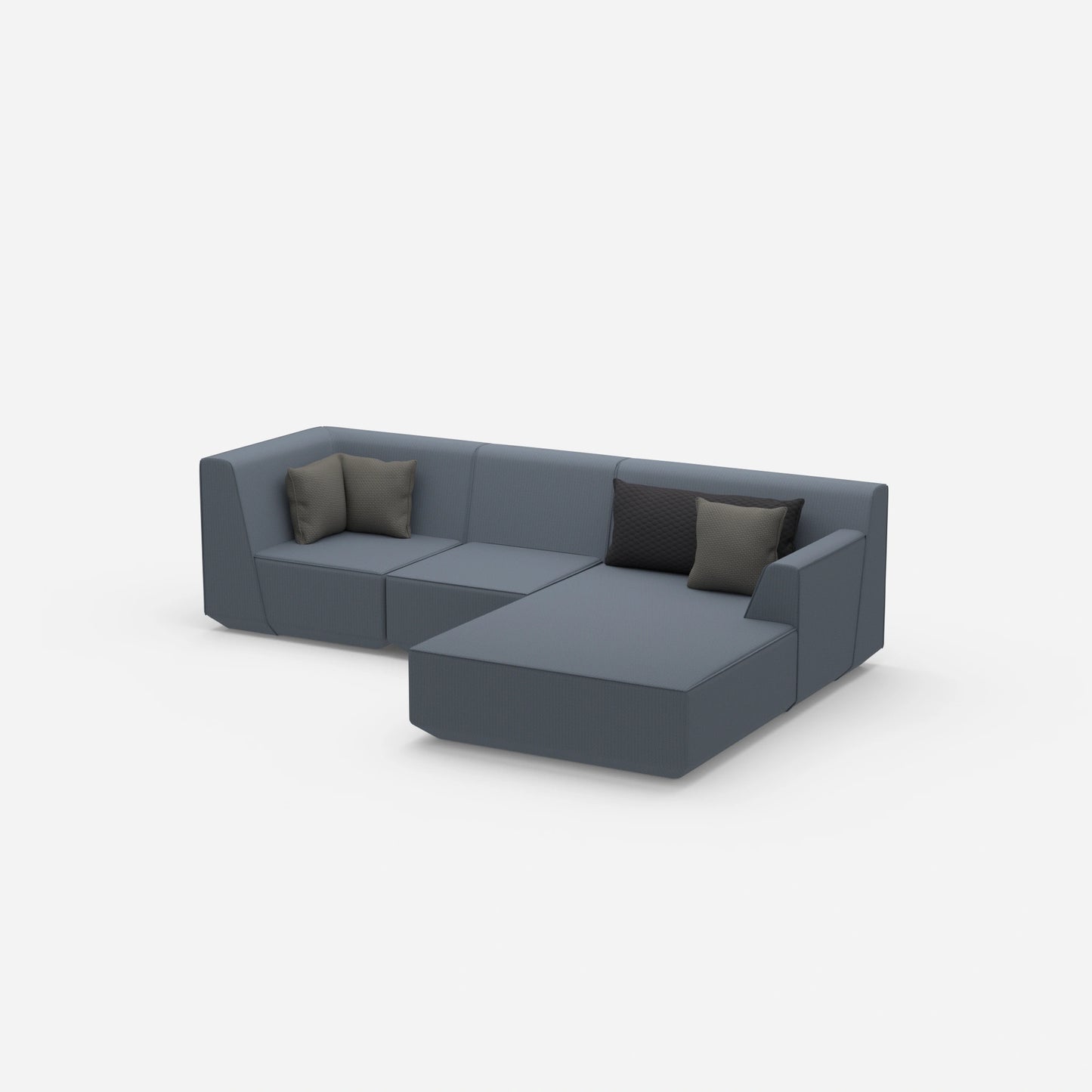 Modulares 3er Sofa mit Ottomane von der Seite
