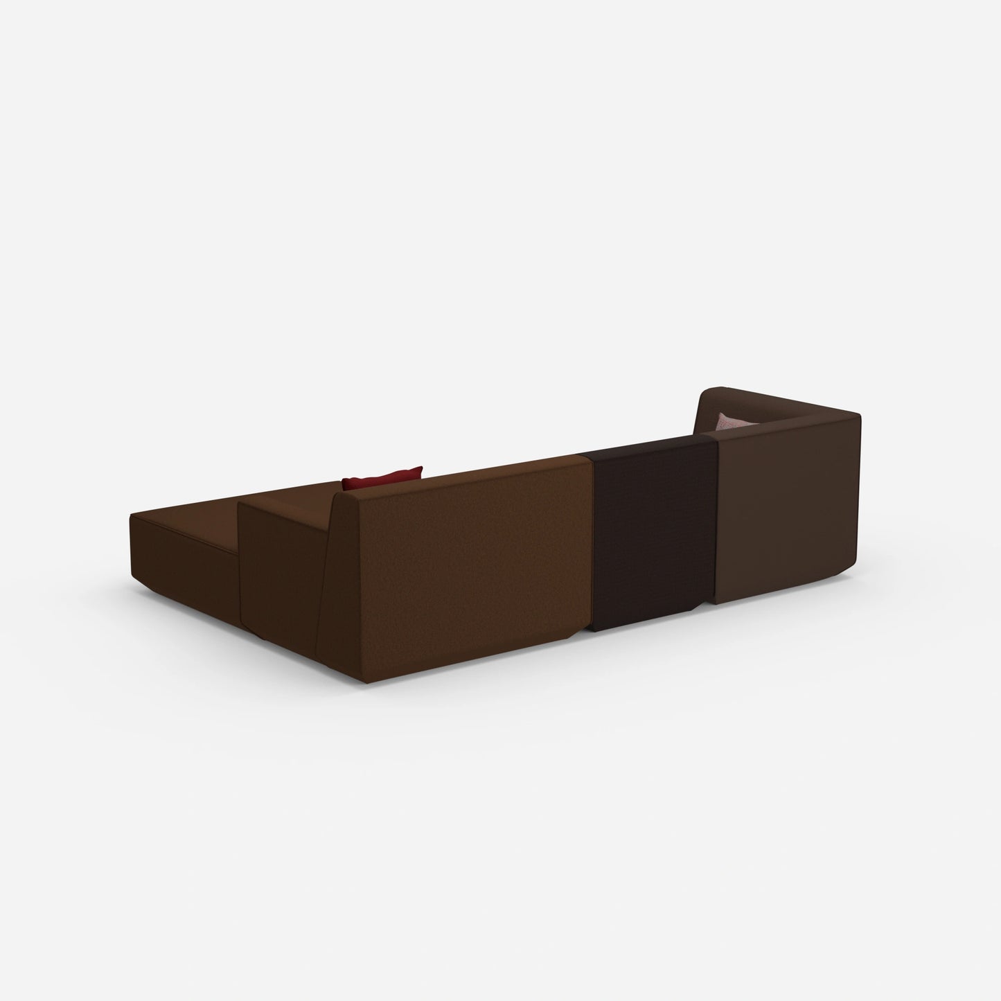 Modulares 3er Sofa mit Ottomane von hinten