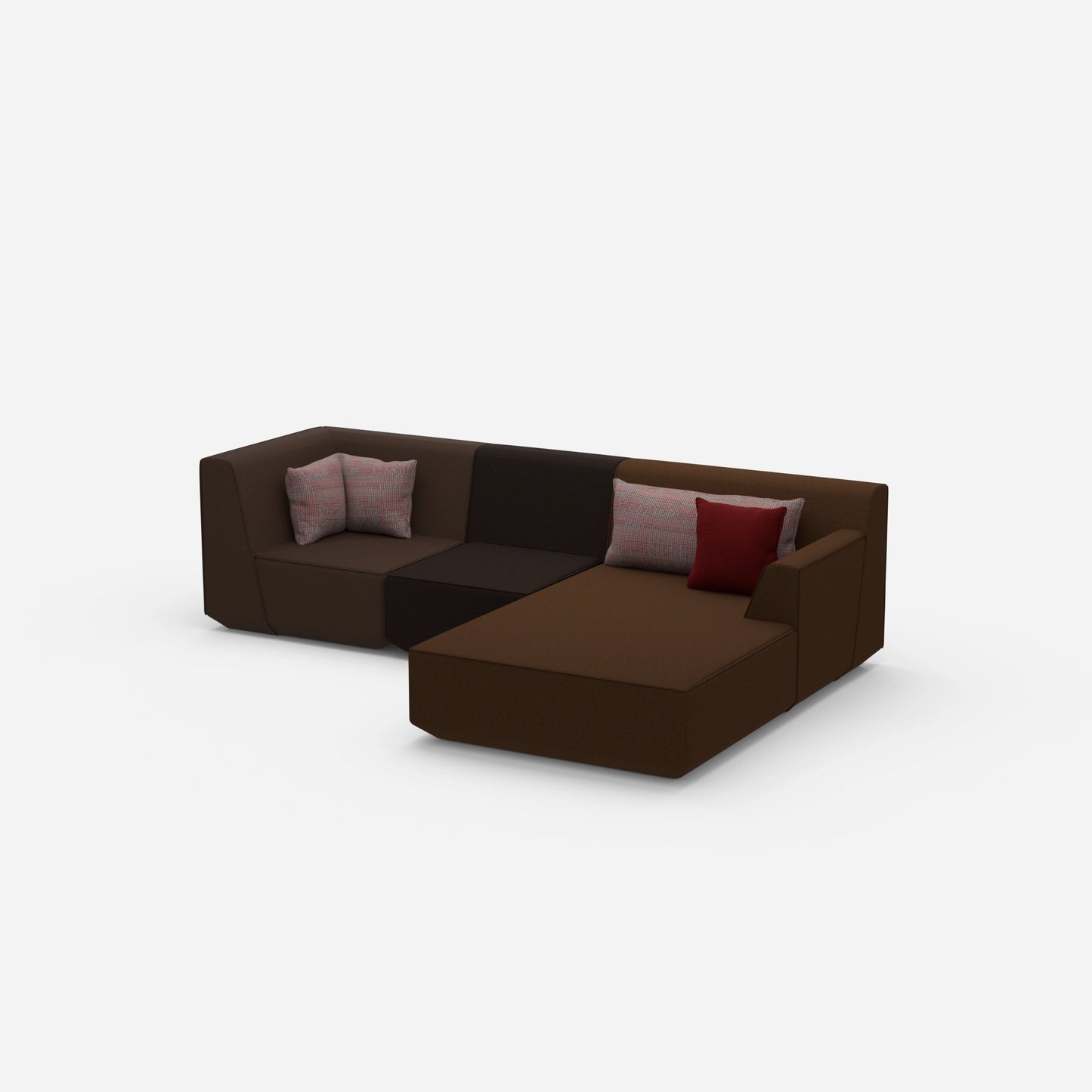 Modulares 3er Sofa mit Ottomane von der Seite