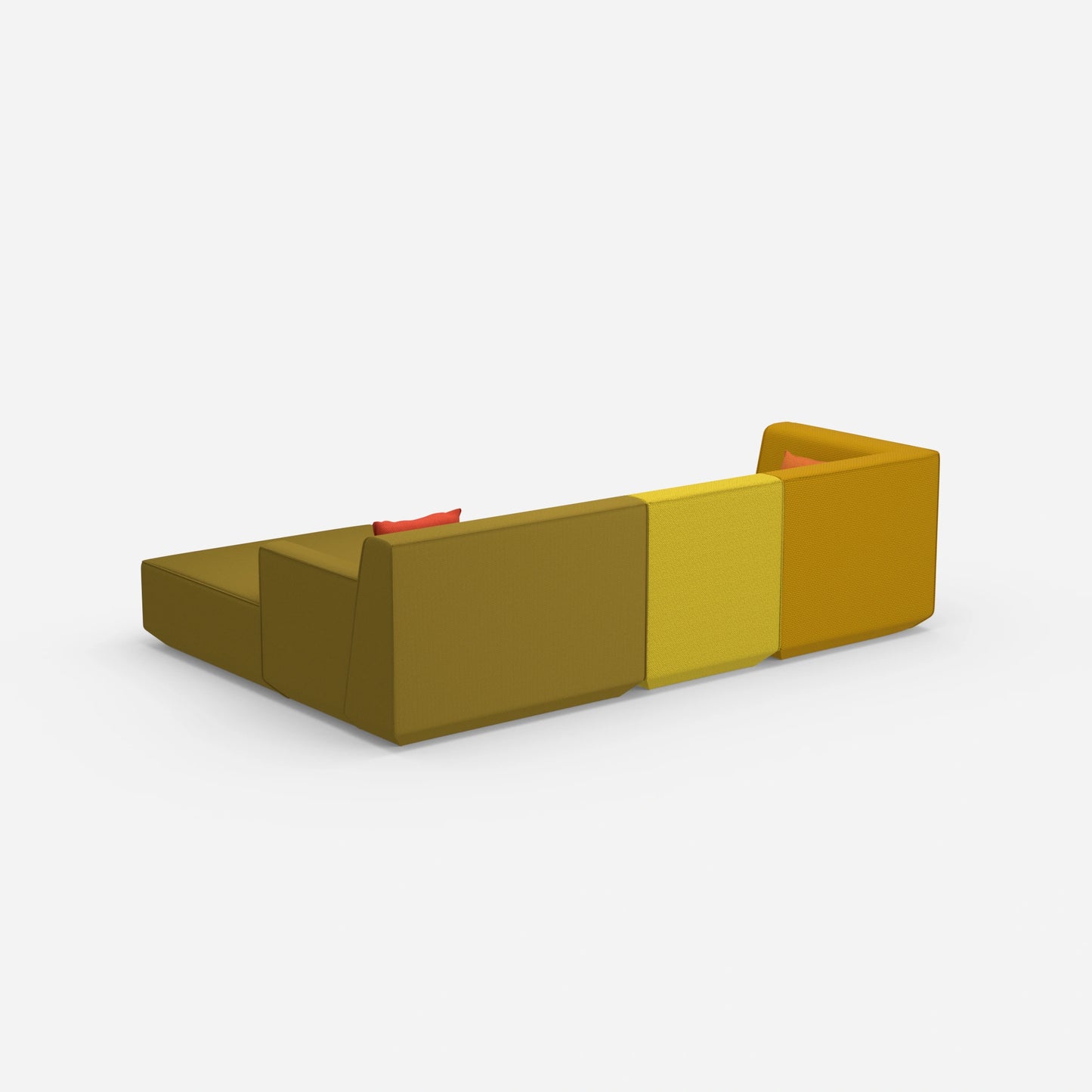 Modulares 3er Sofa mit Ottomane von hinten