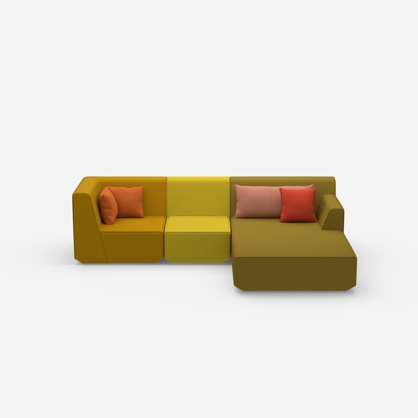 Modulares 3er Sofa mit Ottomane von vorne