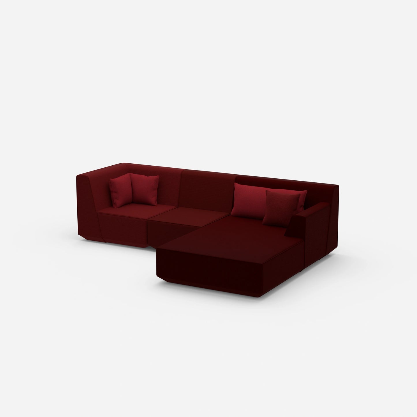 Modulares 3er Sofa mit Ottomane von der Seite