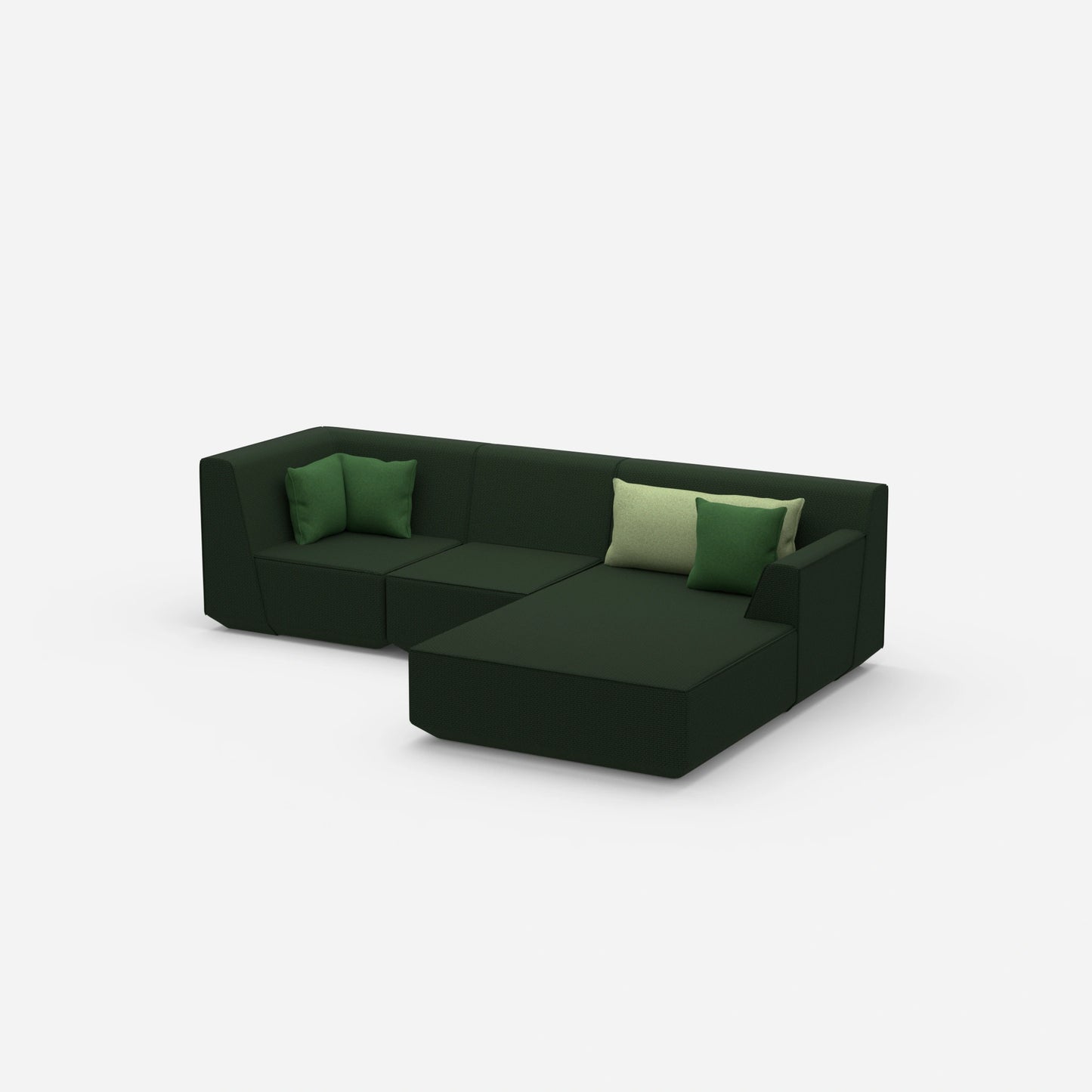 Modulares 3er Sofa mit Ottomane von der Seite