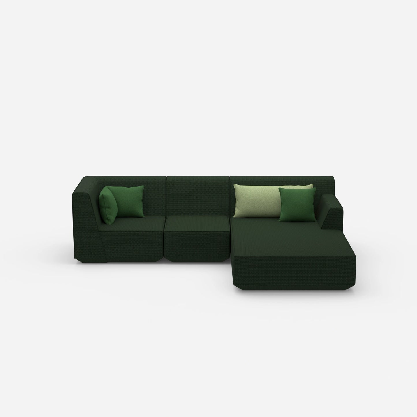 Modulares 3er Sofa mit Ottomane von vorne