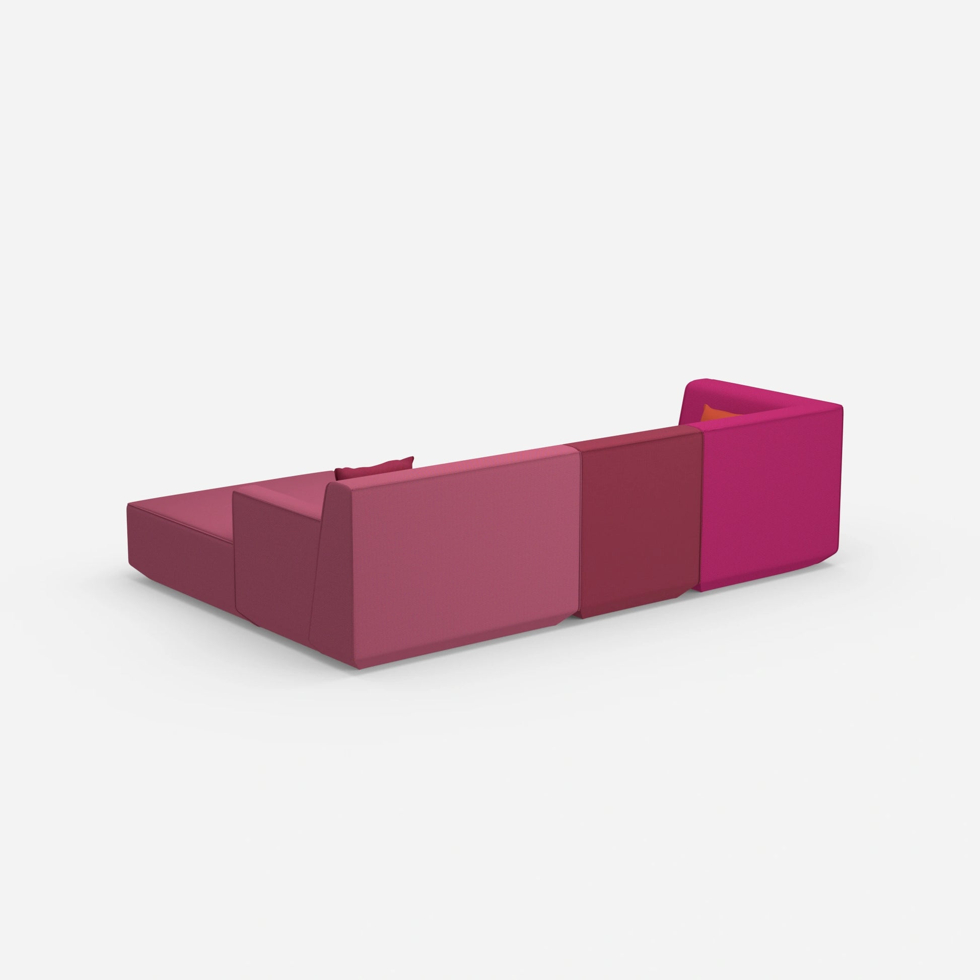 Modulares 3er Sofa mit Ottomane von hinten