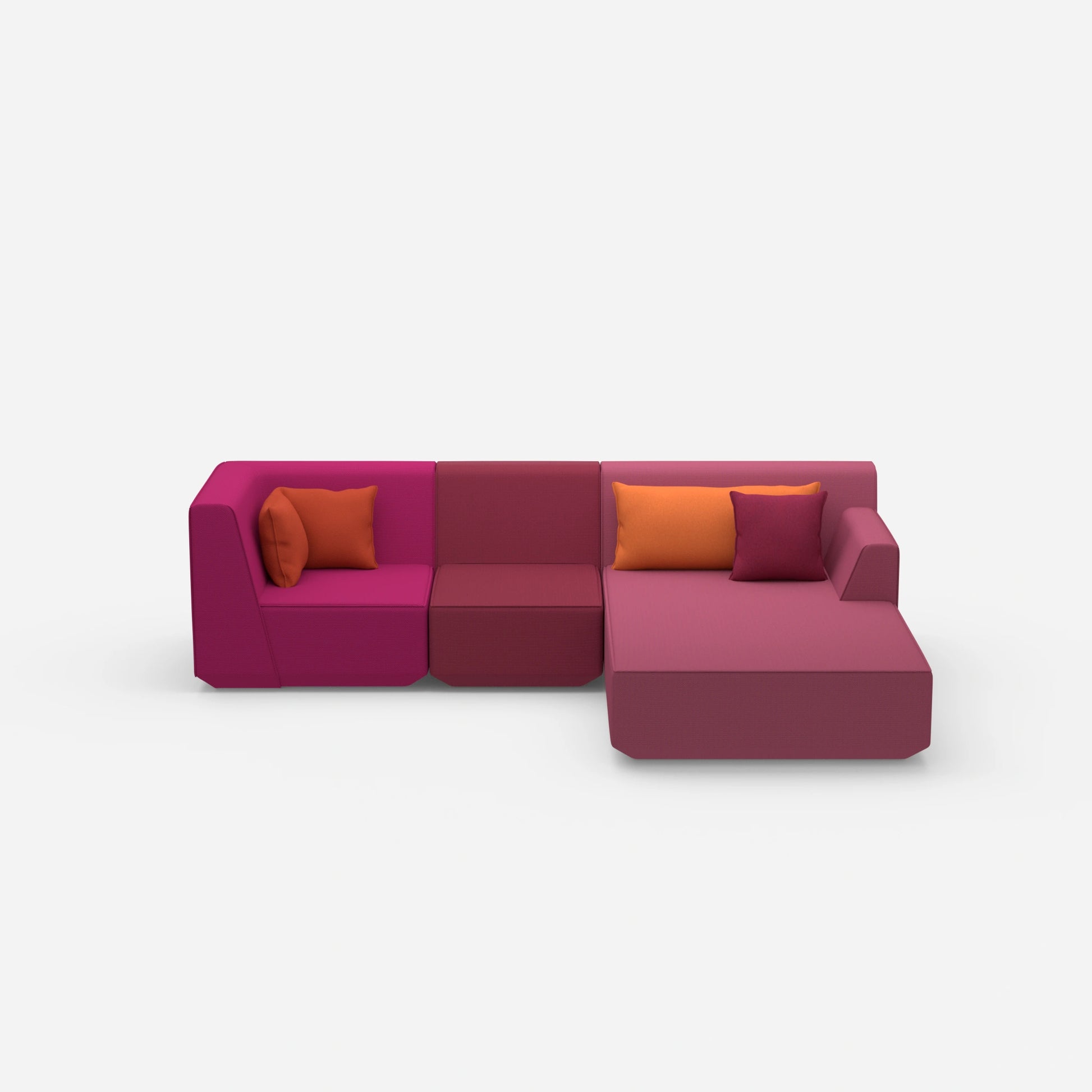 Modulares 3er Sofa mit Ottomane von vorne