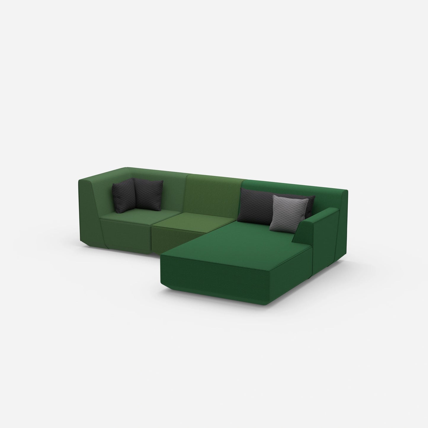 Modulares 3er Sofa mit Ottomane von der Seite
