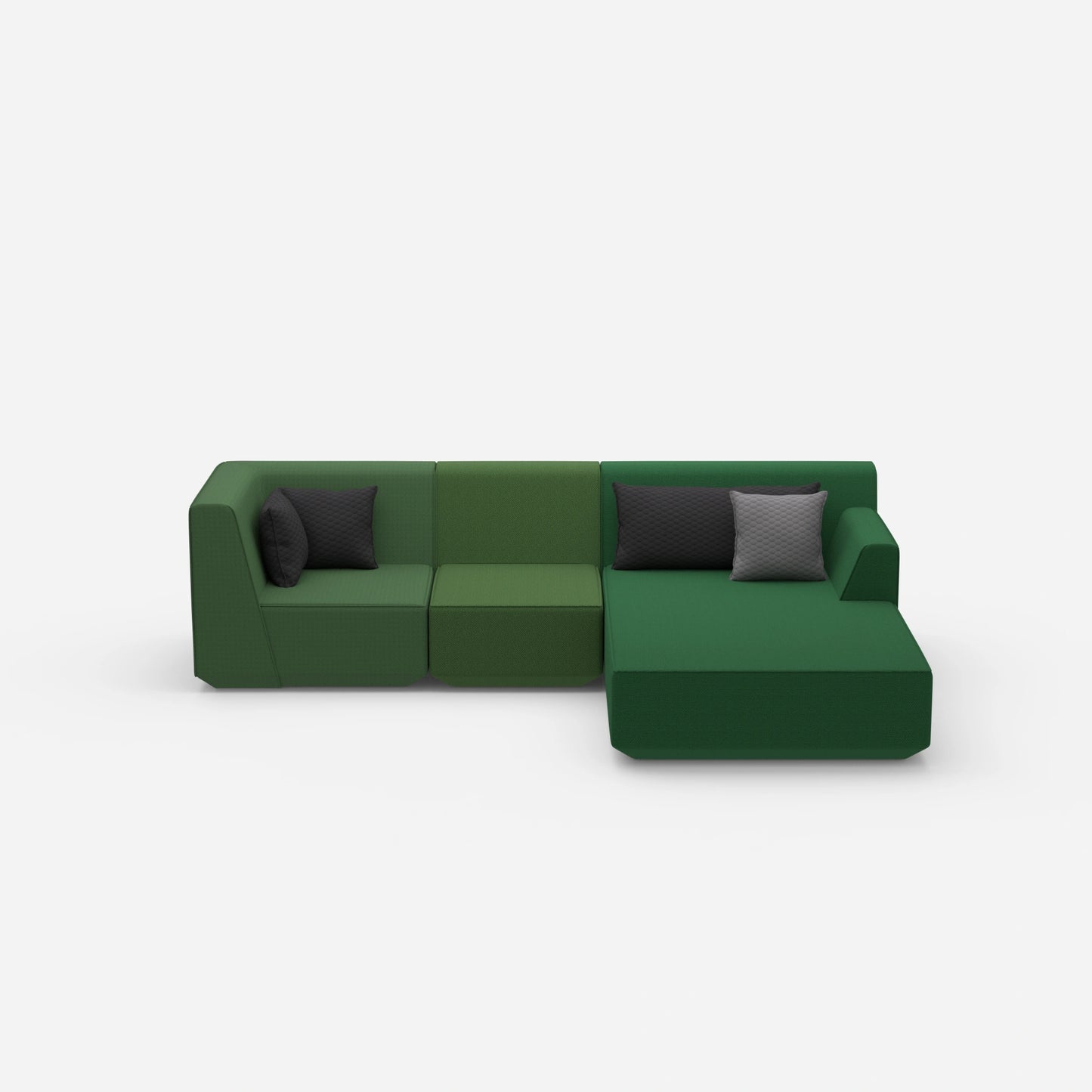 Modulares 3er Sofa mit Ottomane von vorne